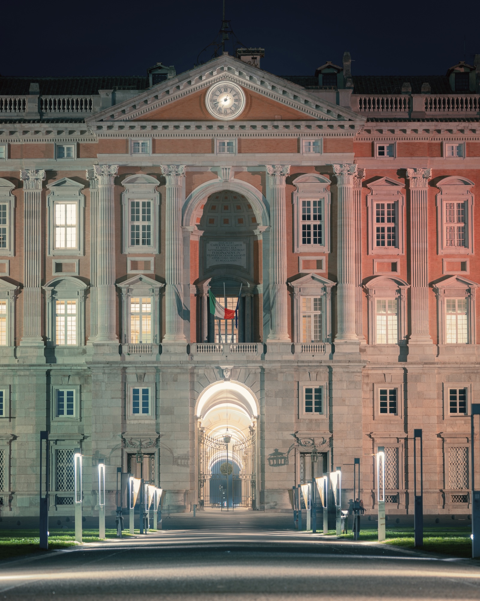 Royal Palace of Caserta at night