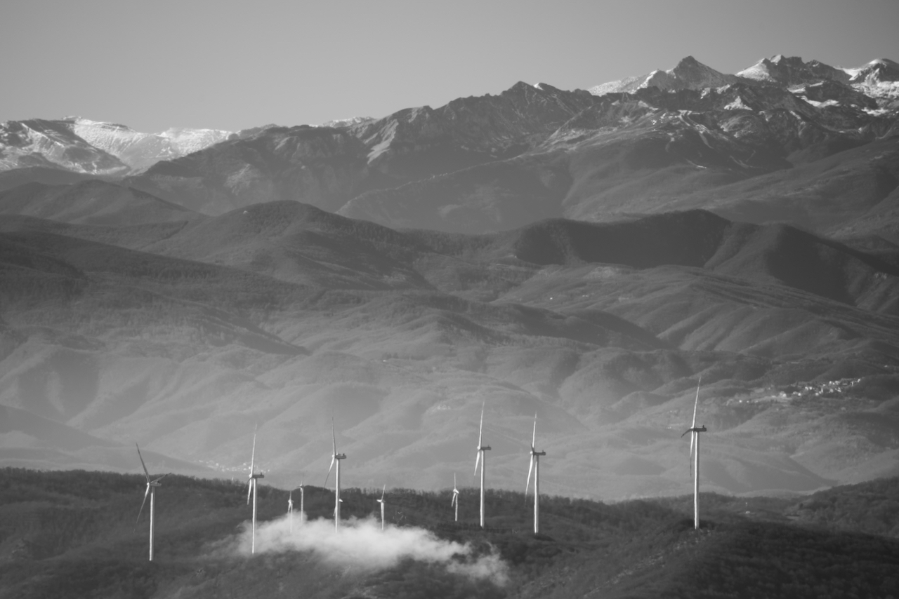View of the wind farm from Mount Beigua