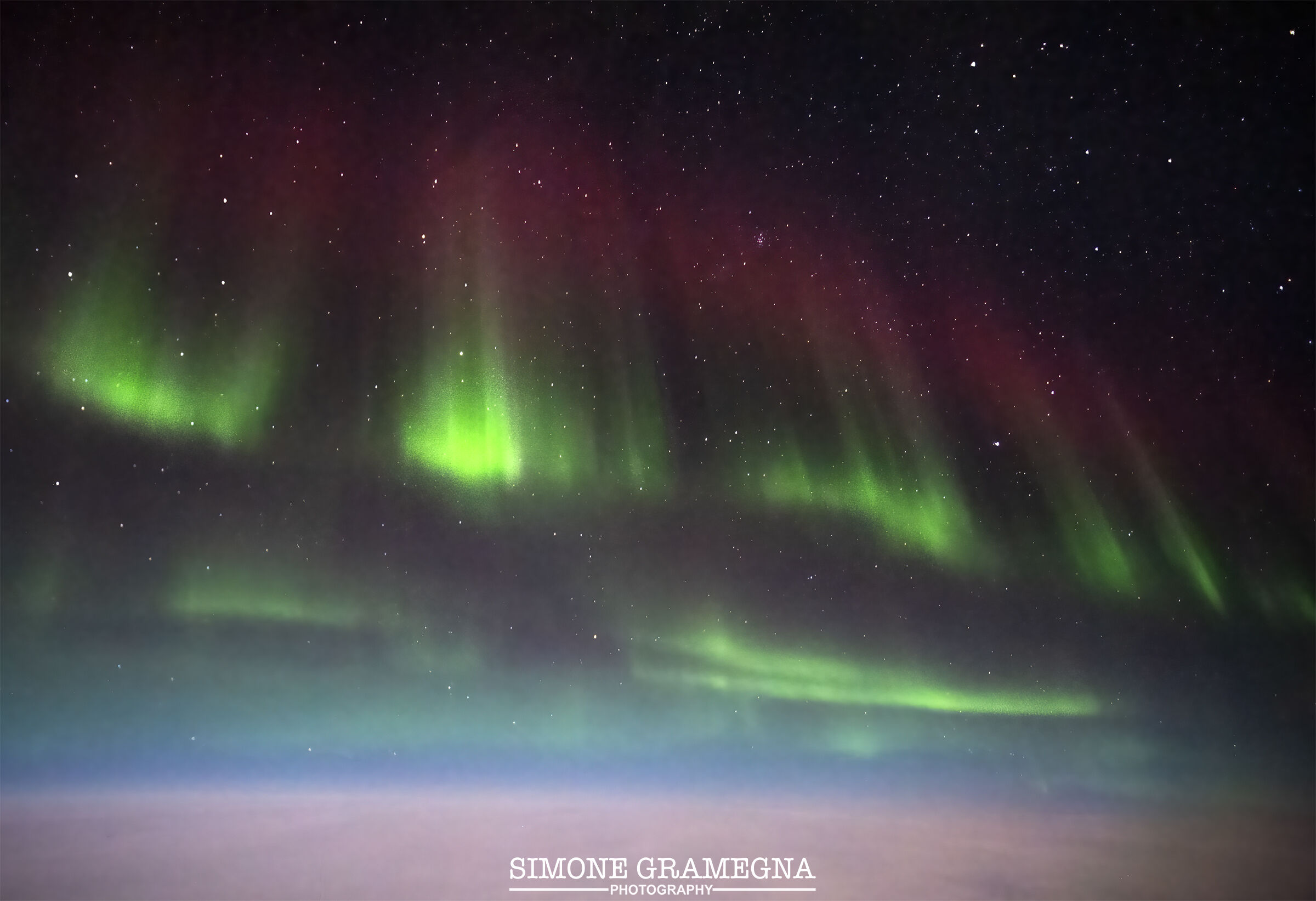 Aurora Boreale in volo alla latitudine 72 Nord