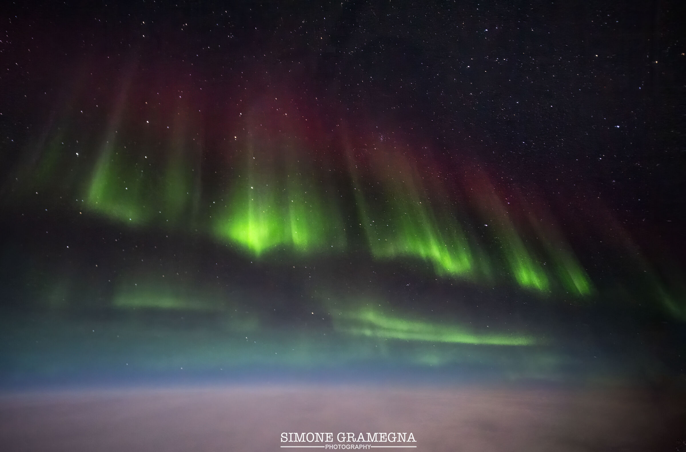Aurora Boreale in volo alla latitudine 72 Nord