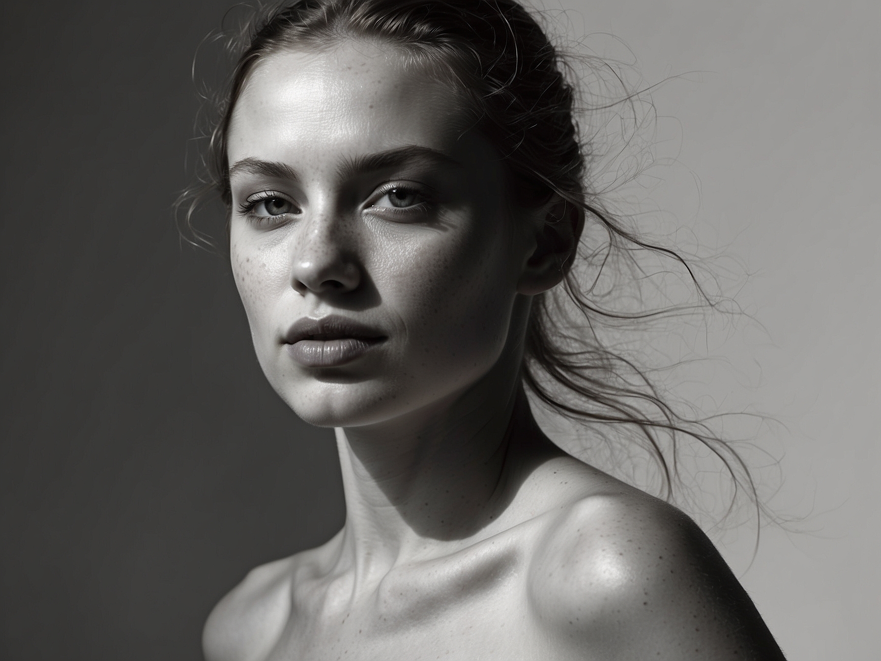 black and white close-up... To