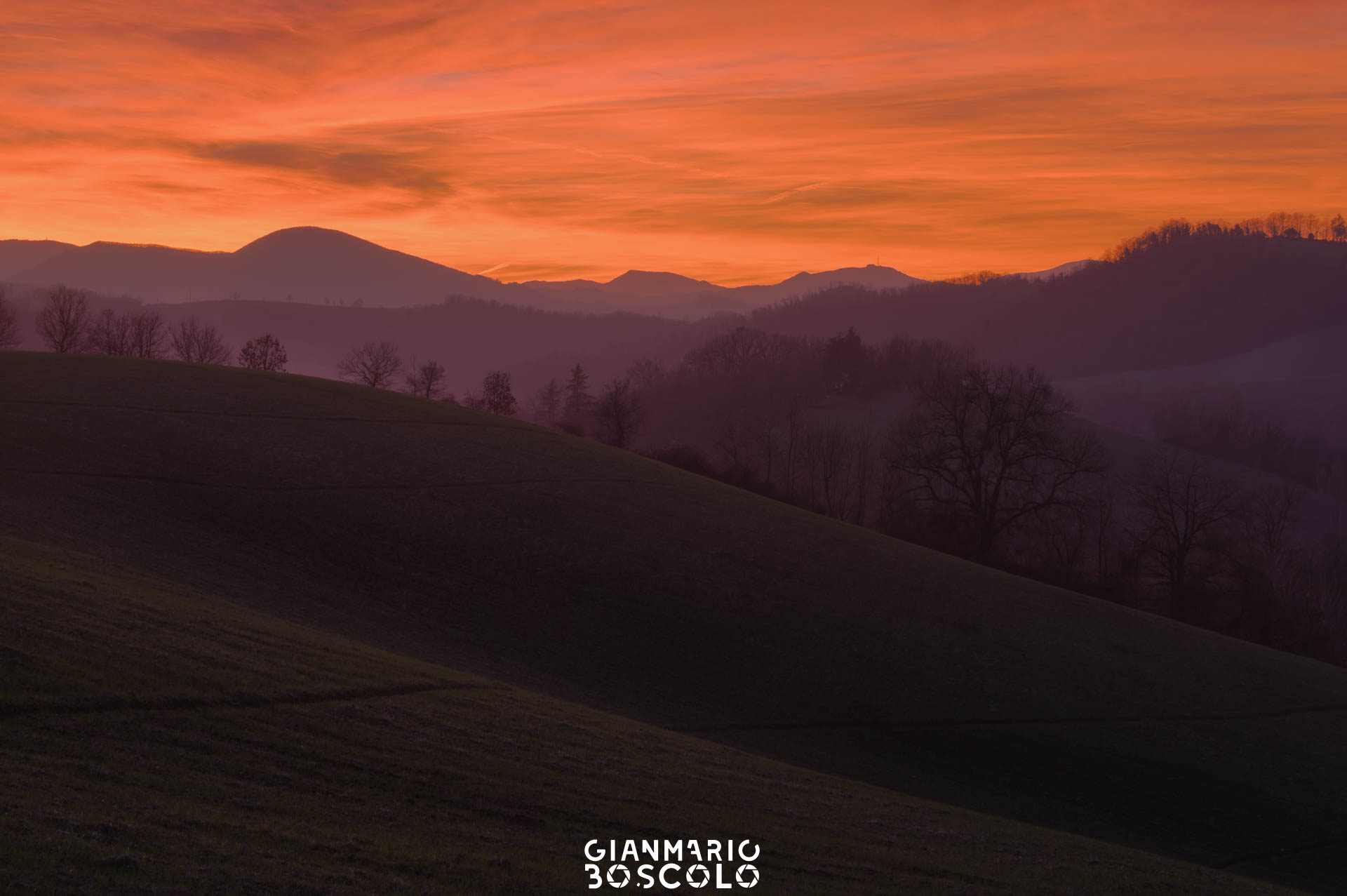 Tramonto sulle colline di Parma
