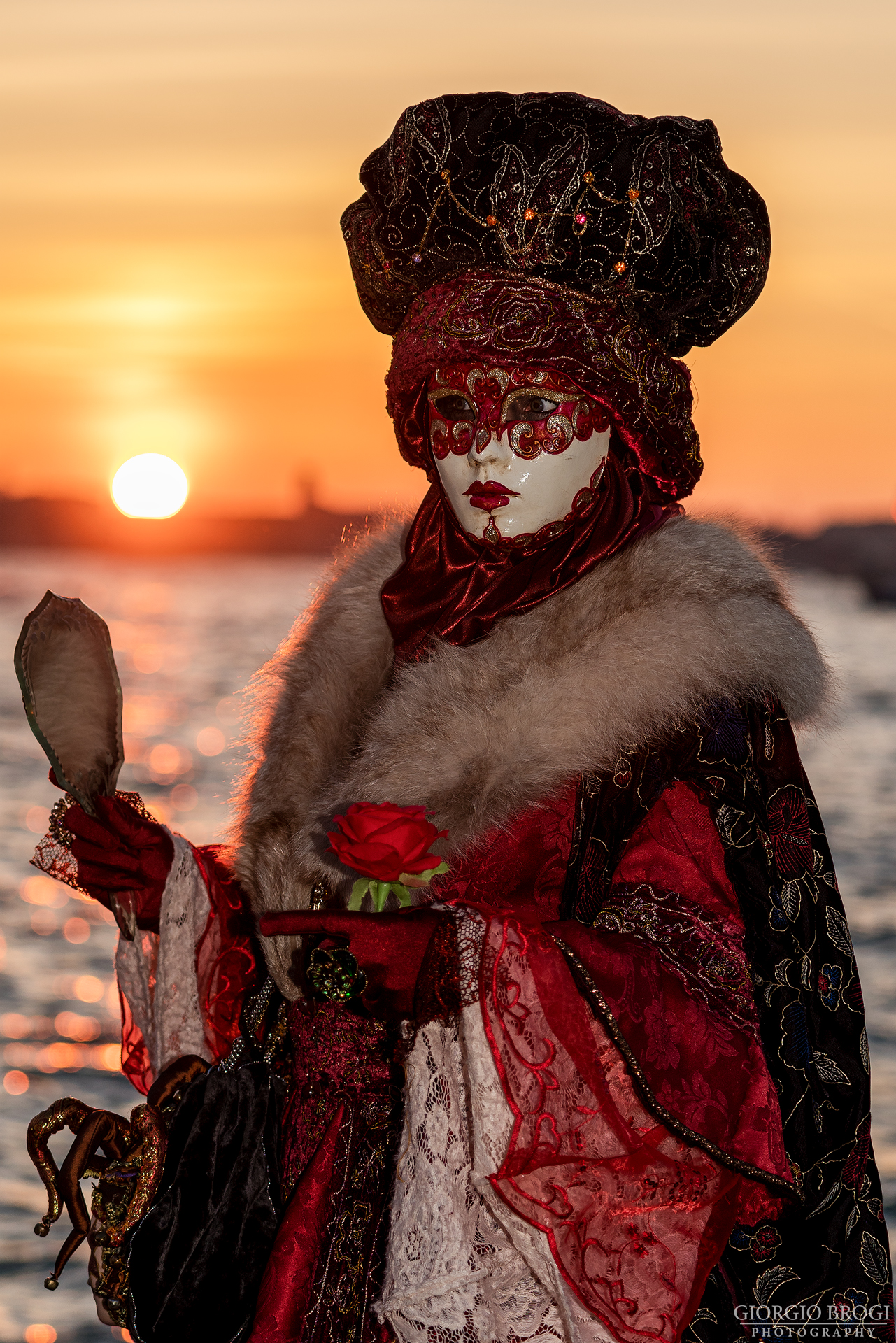 Frederika al tramonto dall'isola di San Giorgio