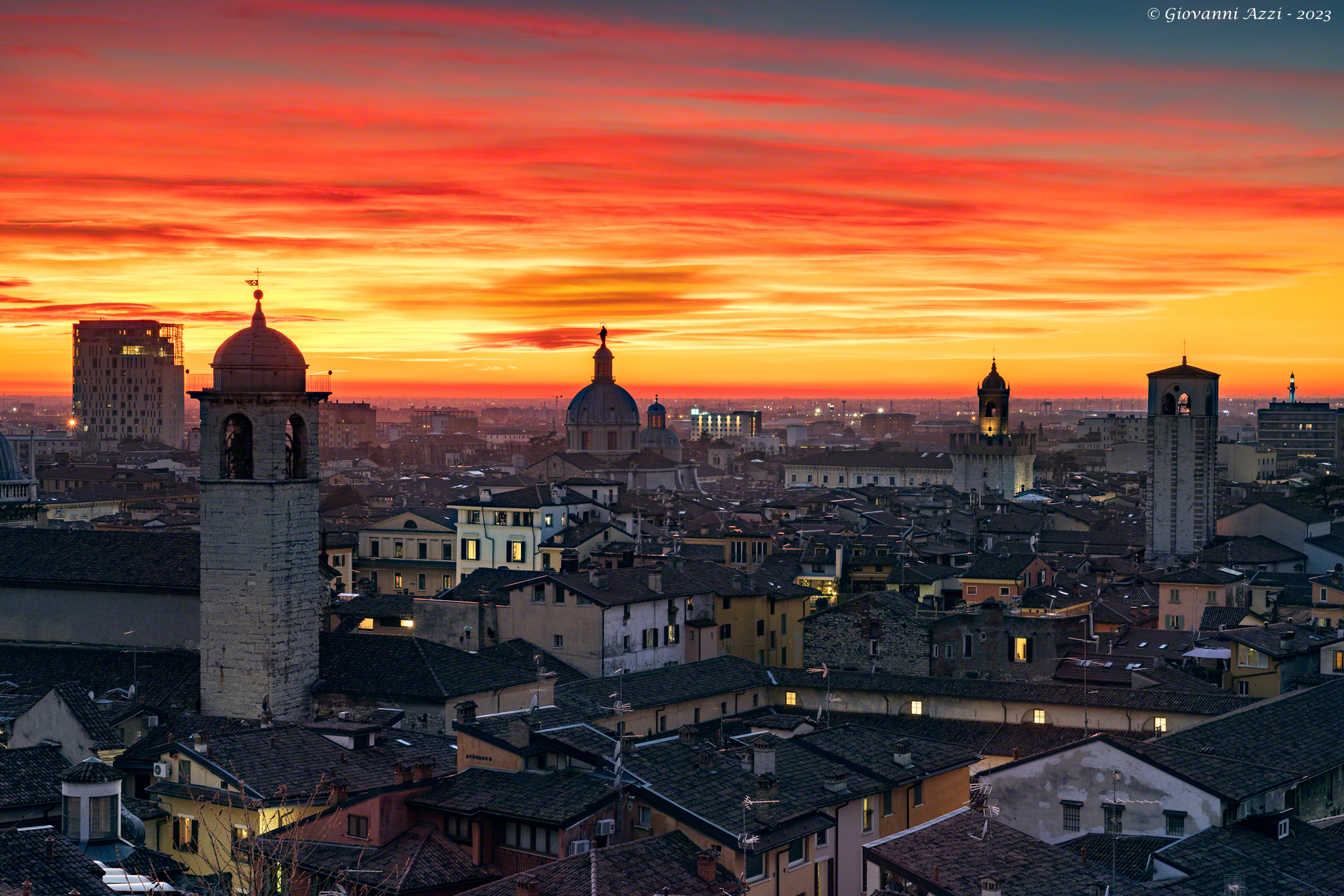 Favonic sunset over Brescia