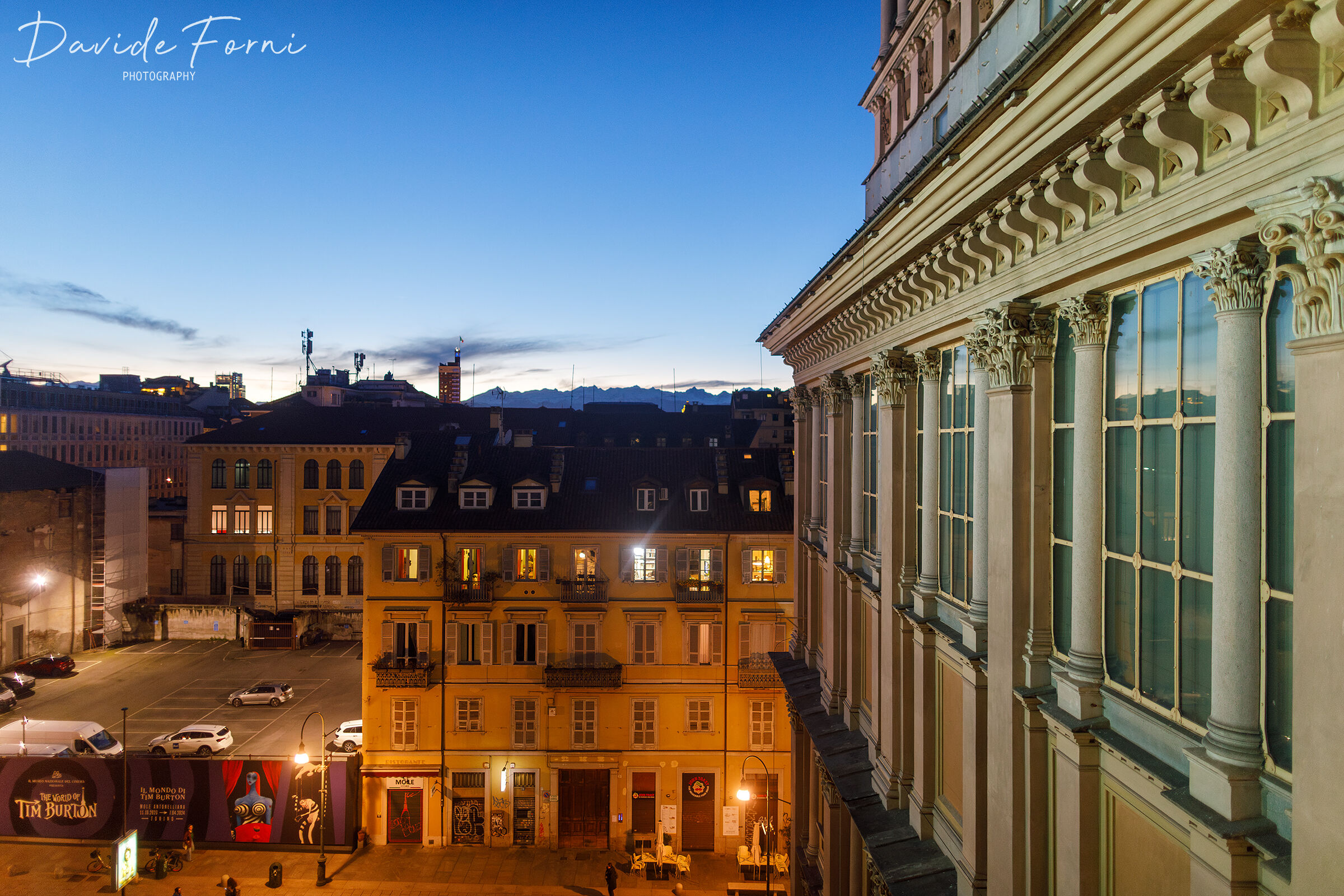 Blue hour in Turin from inside the Mole Antonelliana