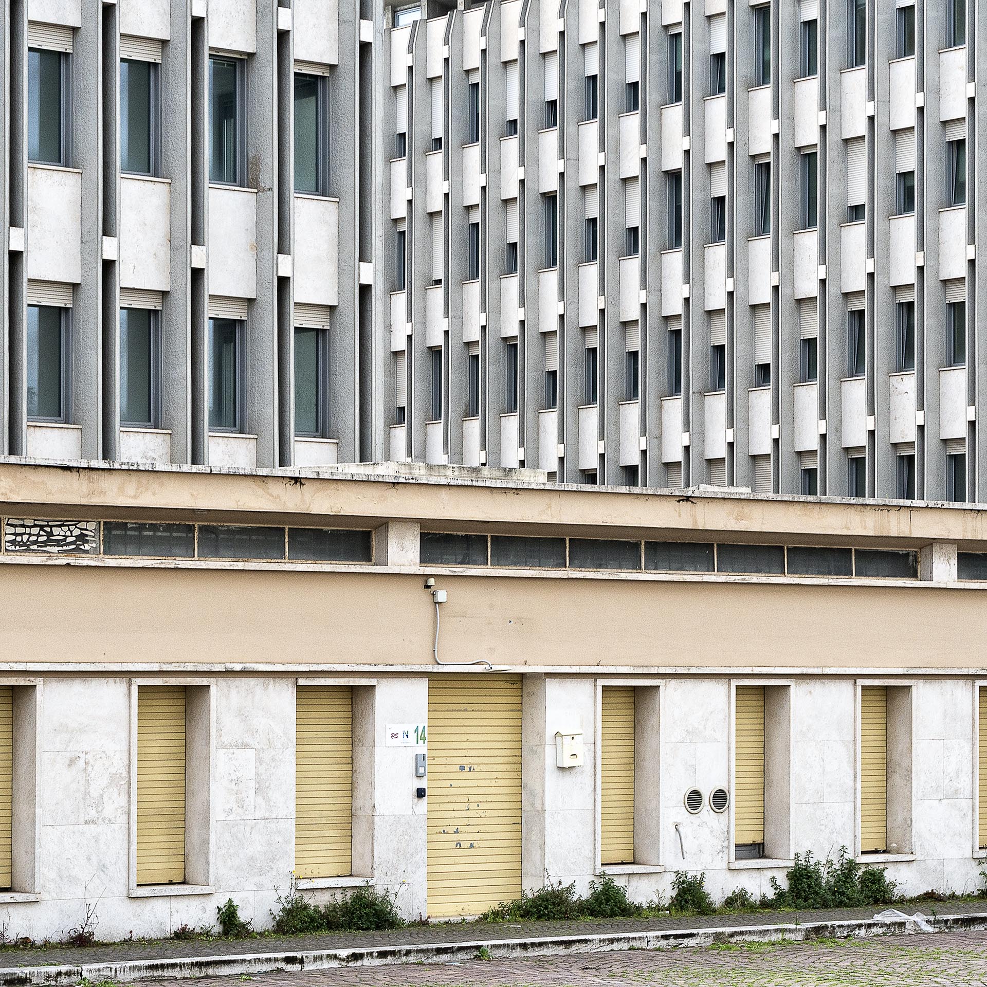 Eight yellow shutters