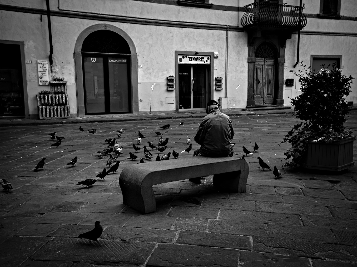 In the square