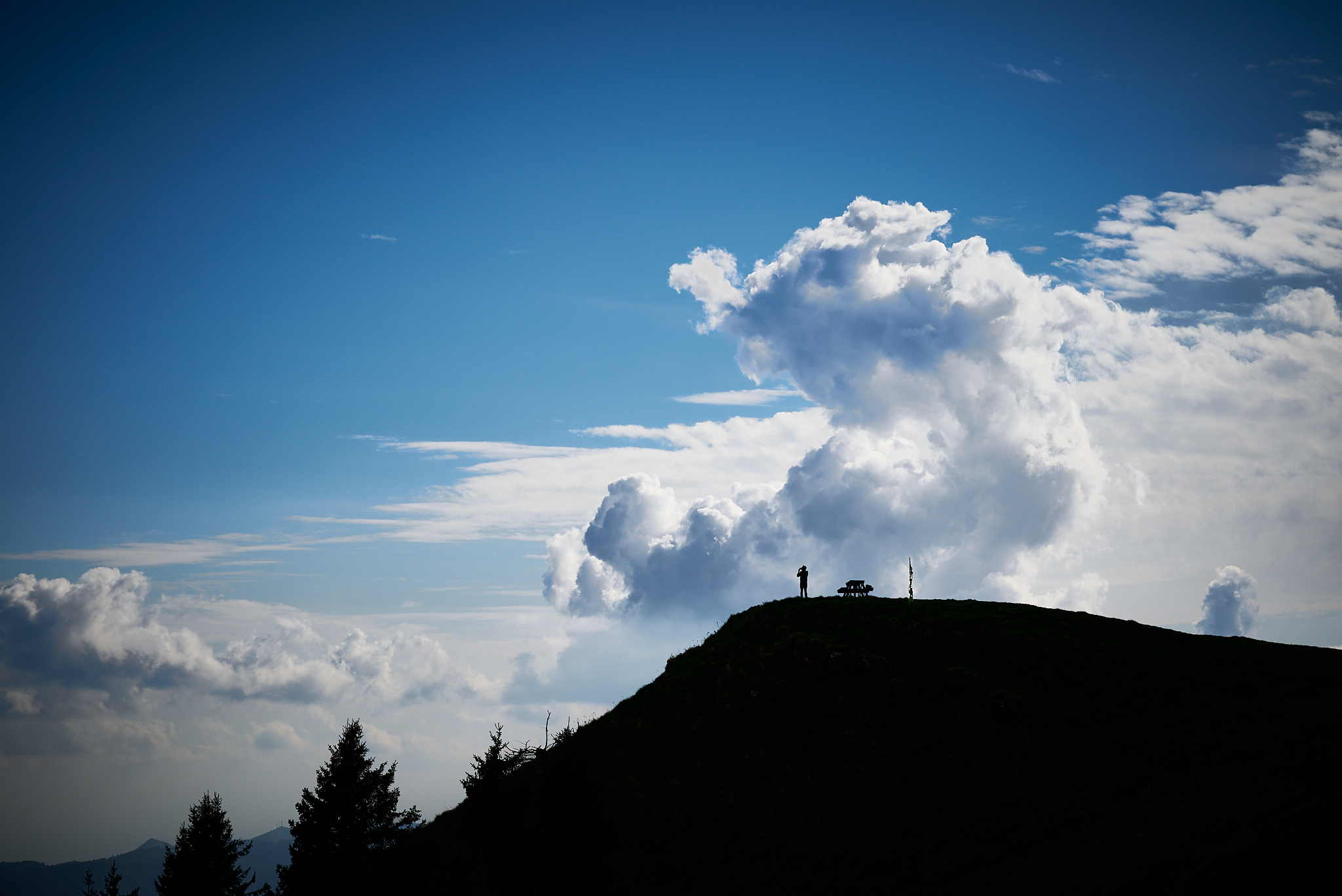 on the top of the mountain...