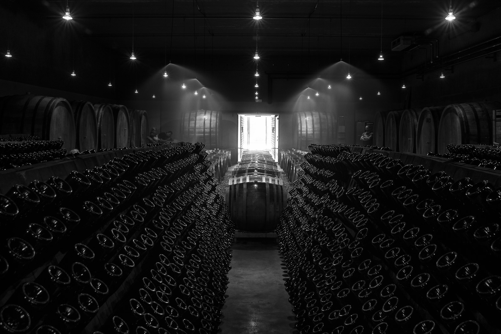 The wetting of the barrels, Pasini winery.