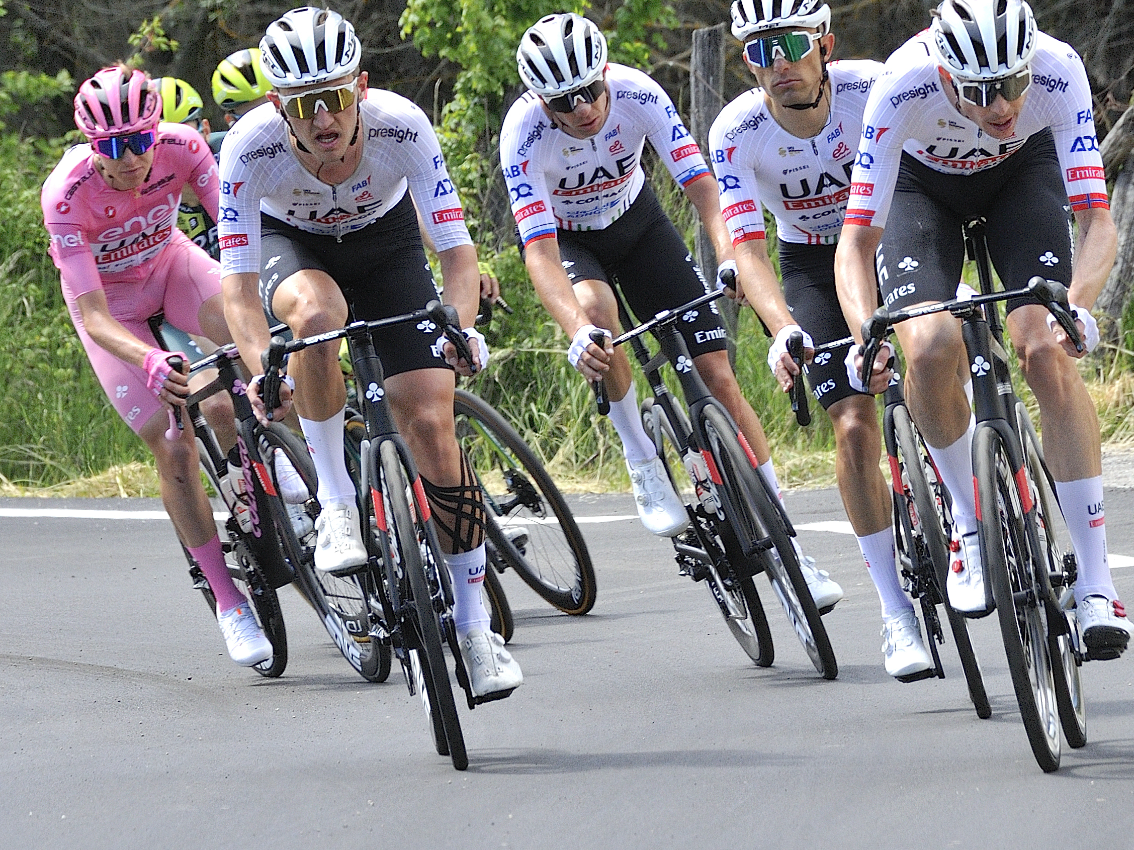 Here comes the pink jersey