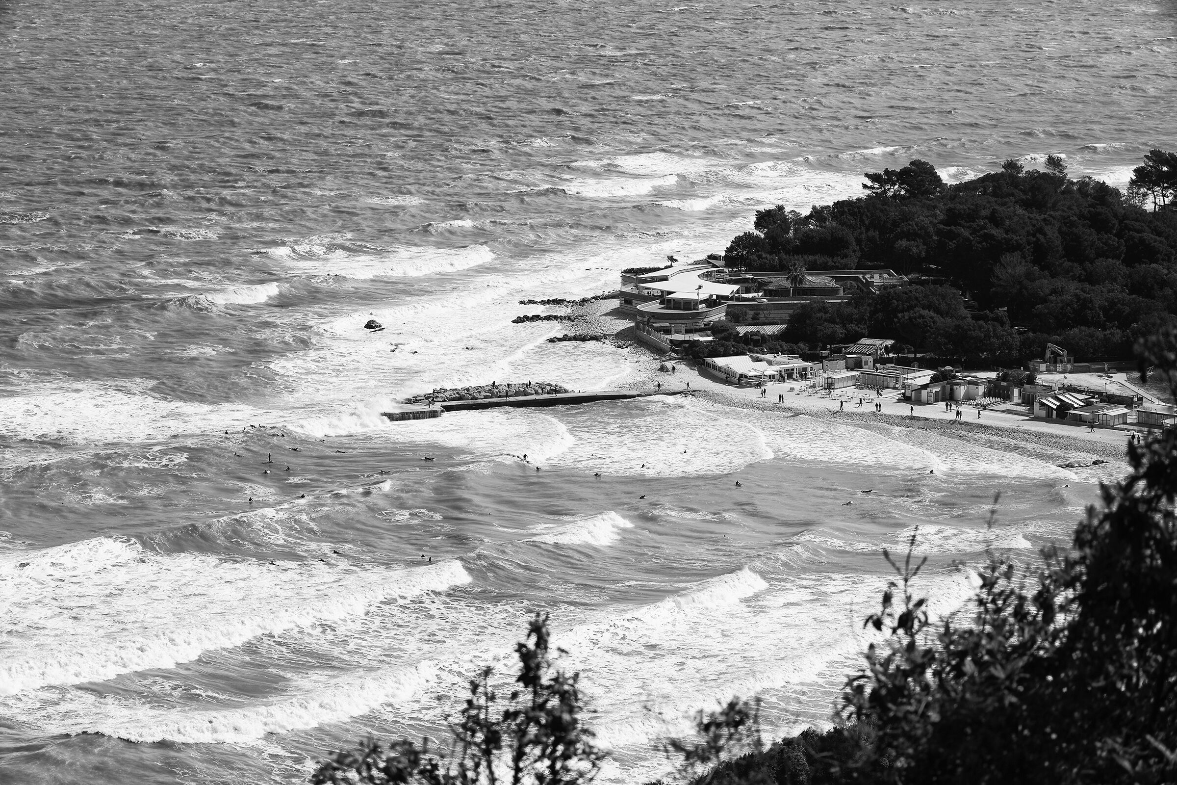 Surfing in the bay of Portonovo
