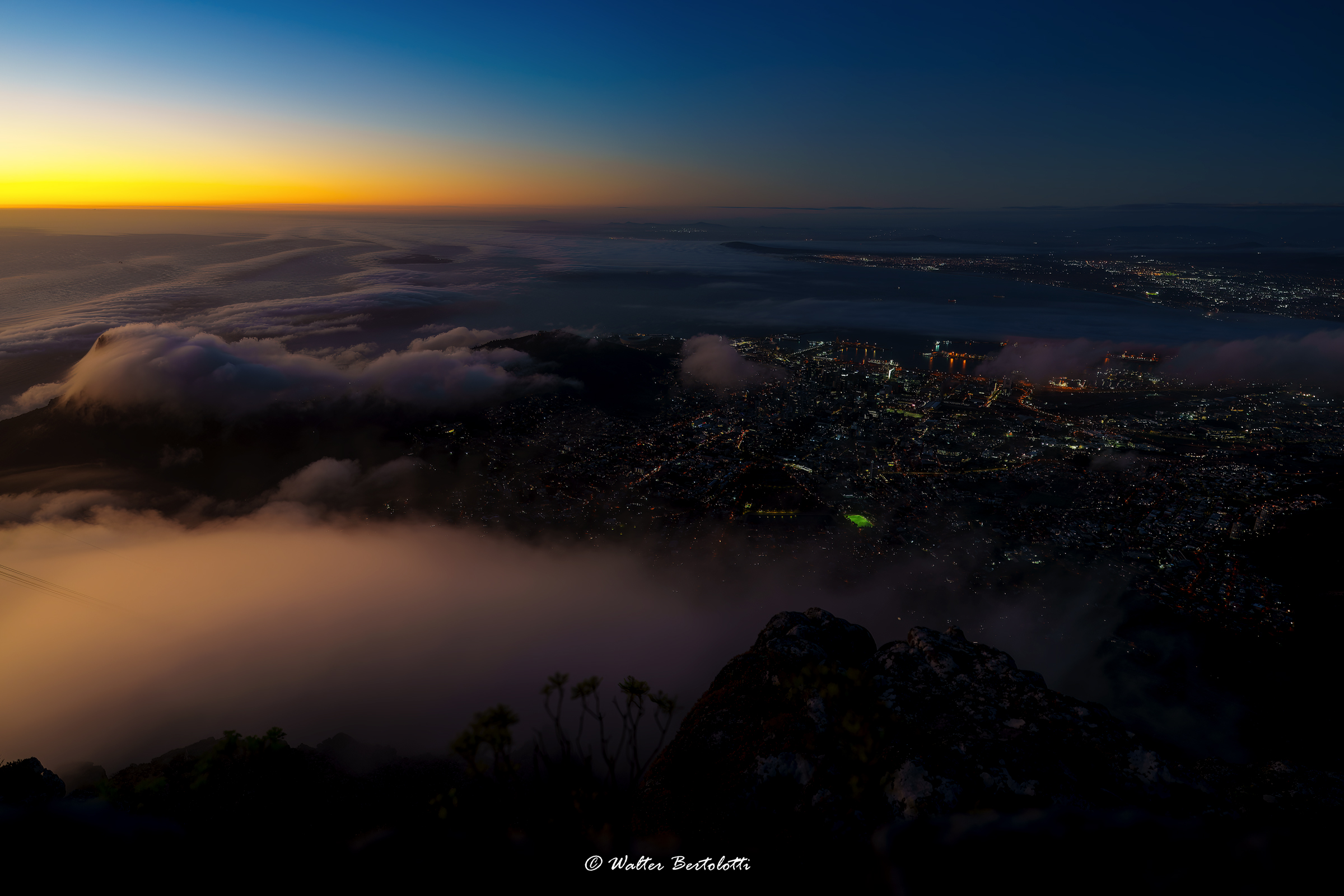 città del capo, tramonto dalla table mountain