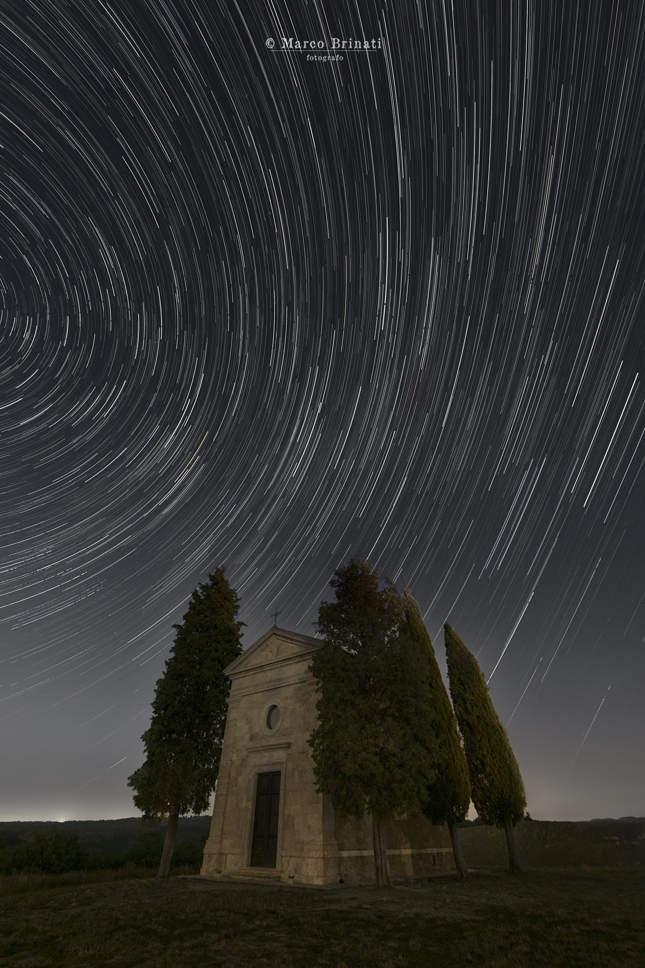 Star Trail alla Cappella di Vitaleta