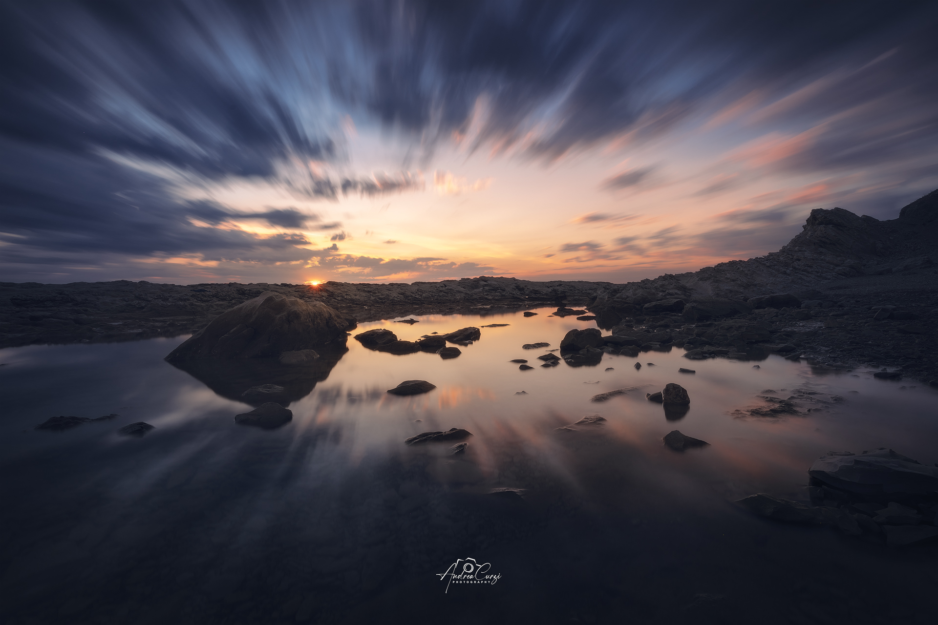 Sunrise on the beaches of the Marche