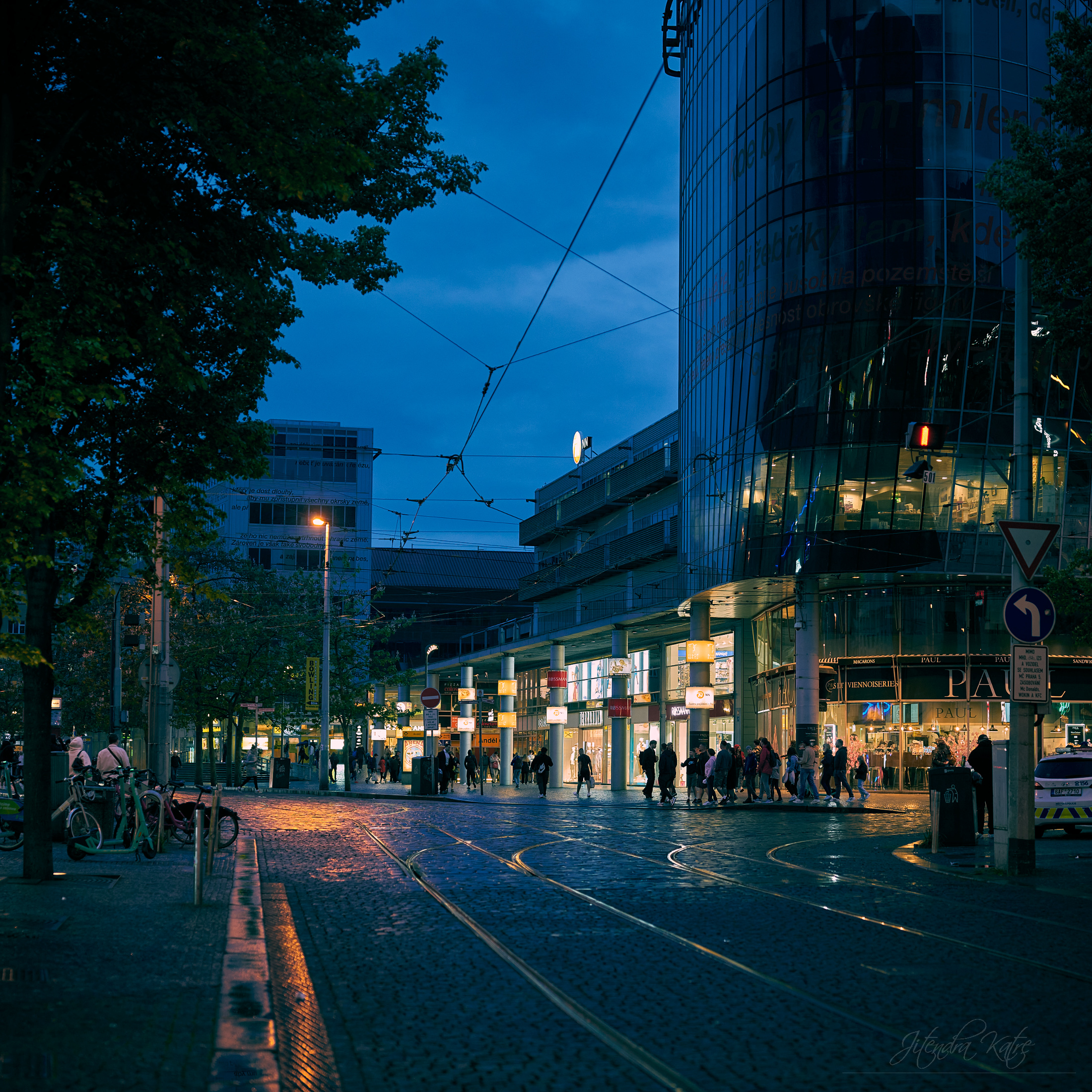 Bustling street in lesser town, Prague, April 24.