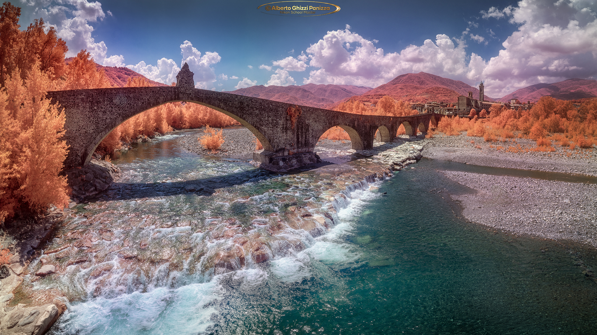 Ponte di Bobbio in IR Chrome