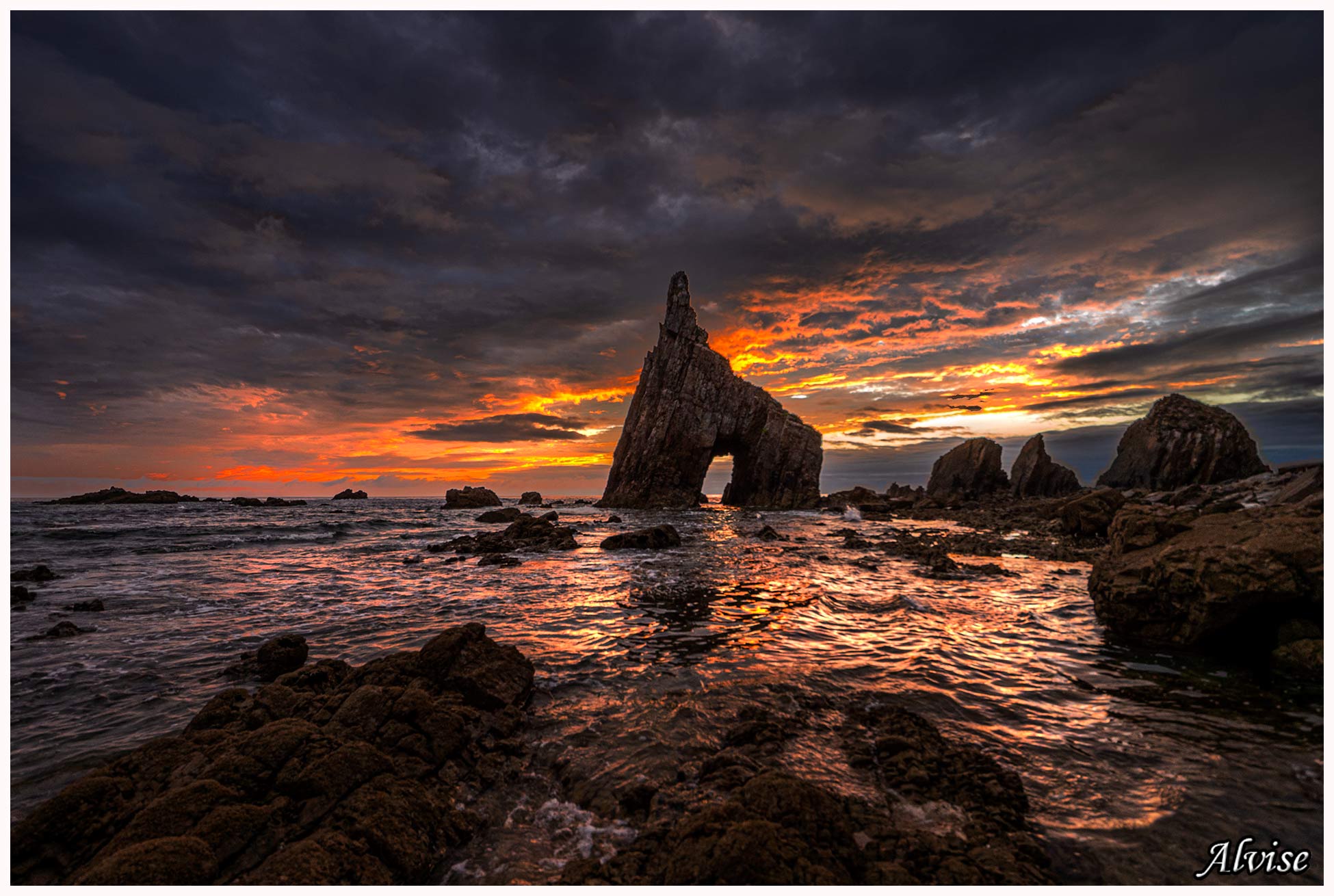 Sunrise at Playa de Campiechos, Asturias.