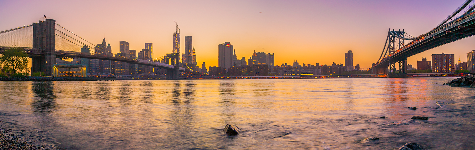 Tramonto Brooklyin Bridge e Manhattan Bridge