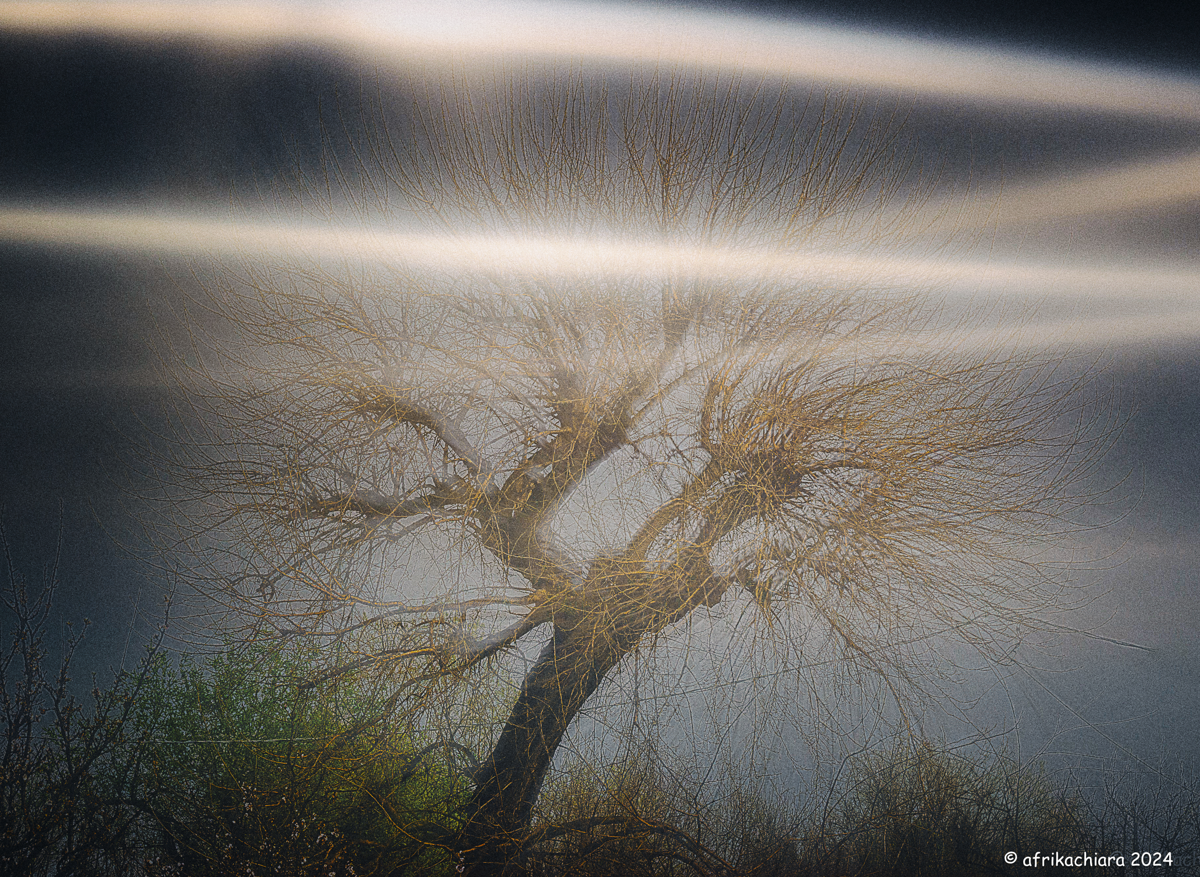 Flashes of light illuminate the night