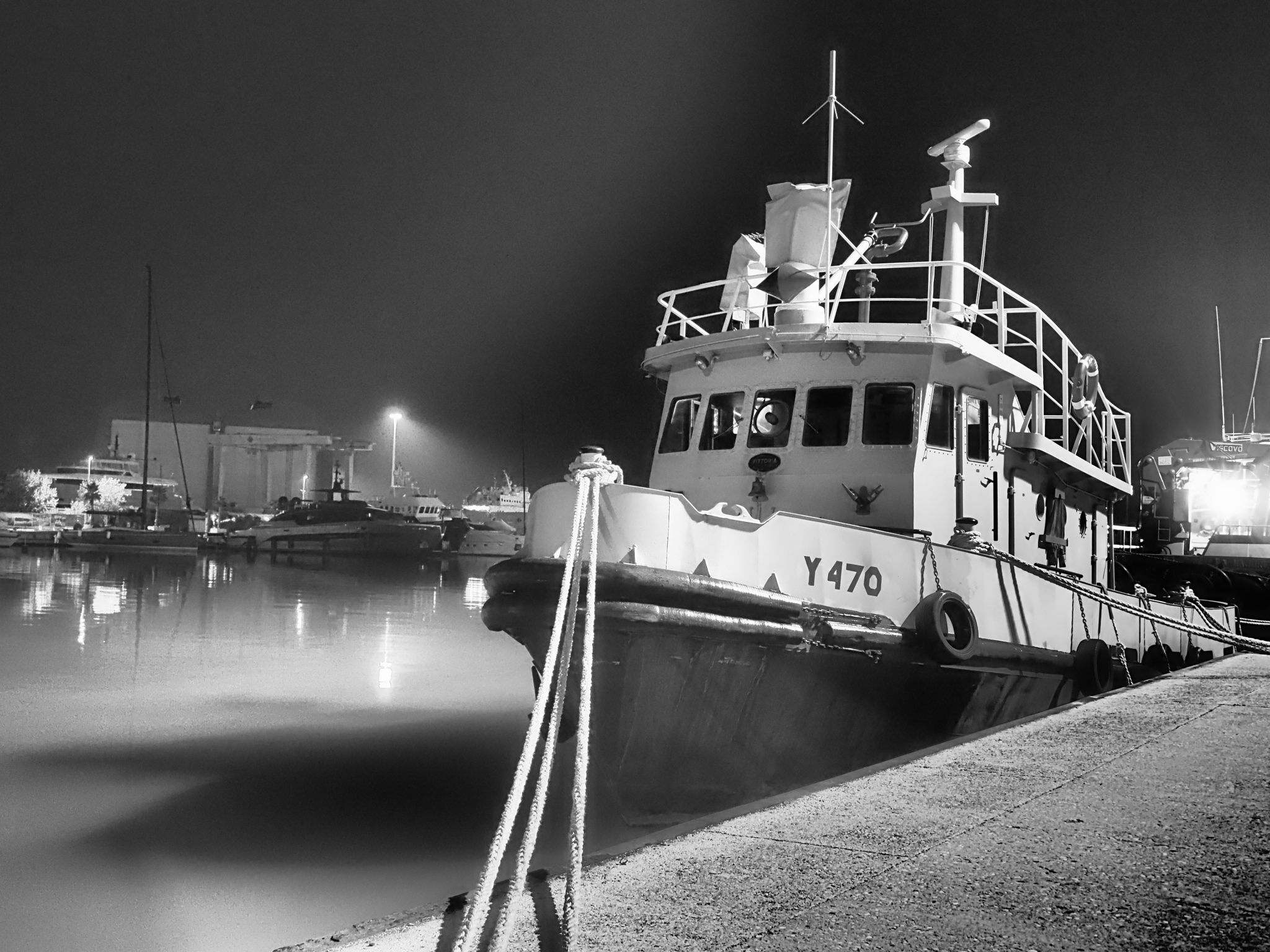 Evening port ship on velvet