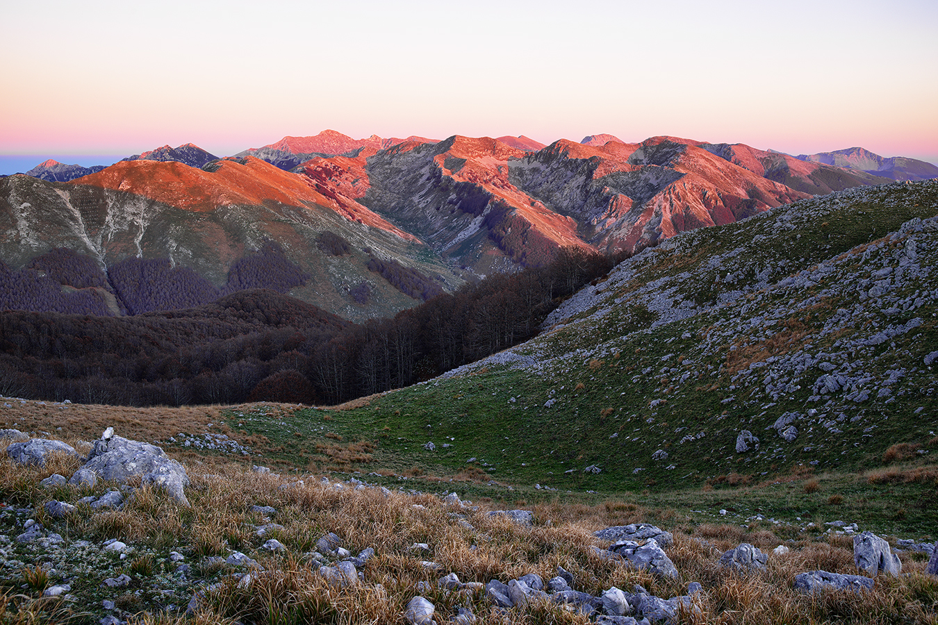The last light of the day on the mountains of the P.N.A.L.M.