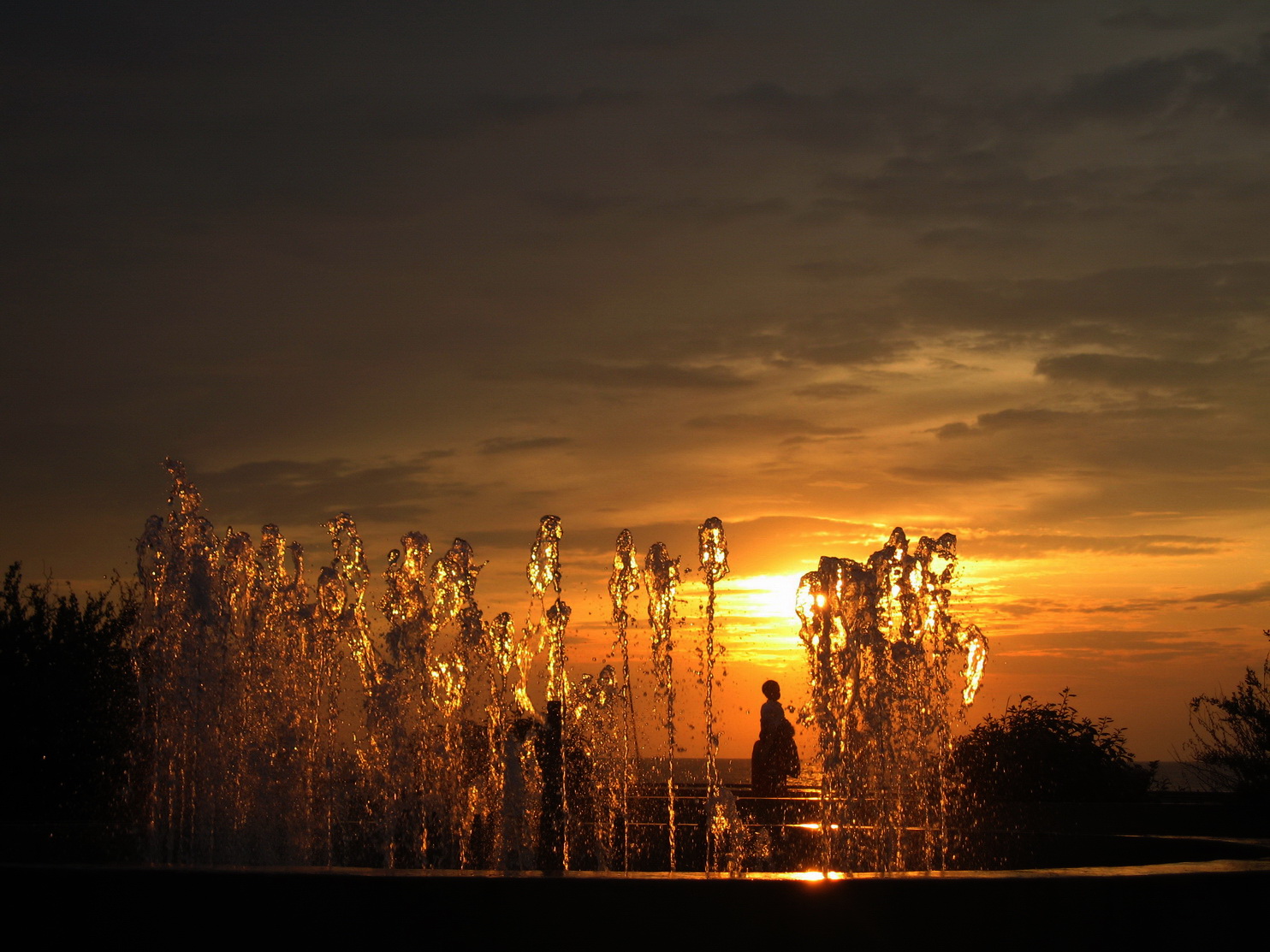 Fountain at sunset