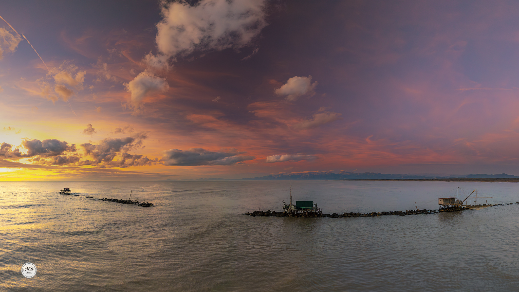 Sunset on fishing nets