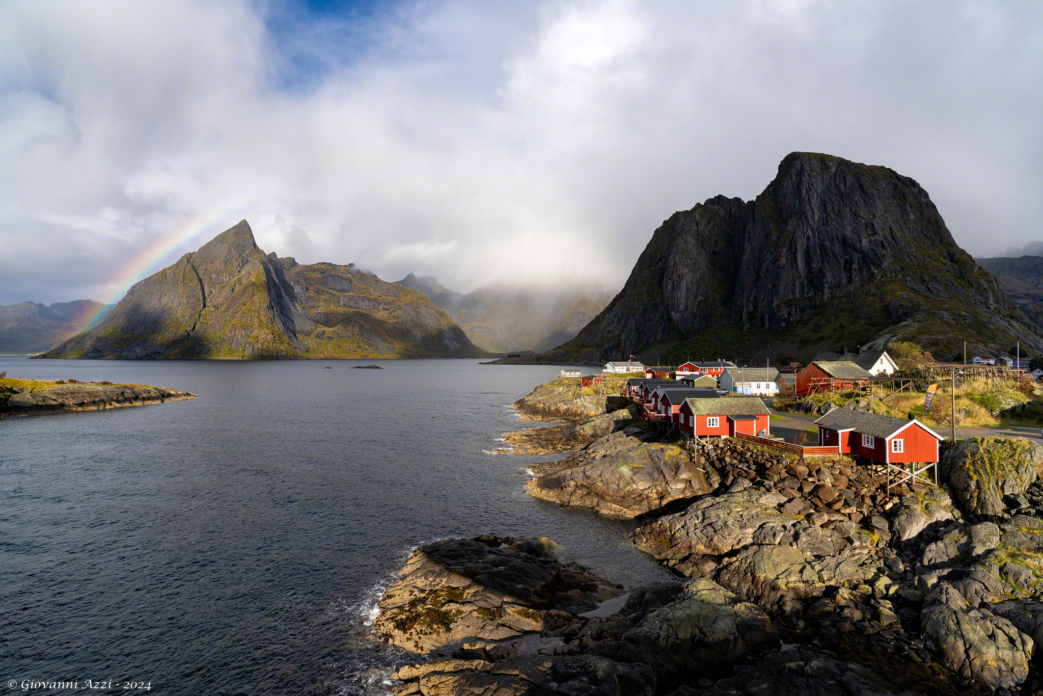 Hamnøy between rainbow and contrasts