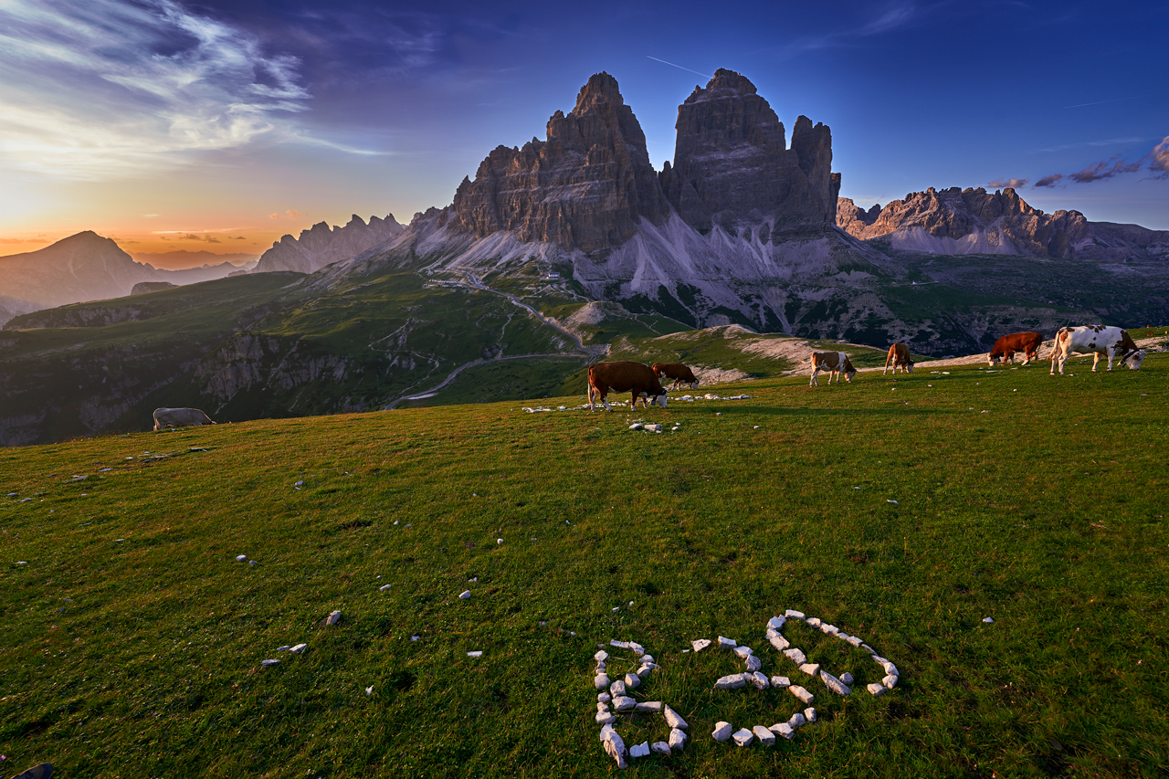 The three peaks seen from the Cadini