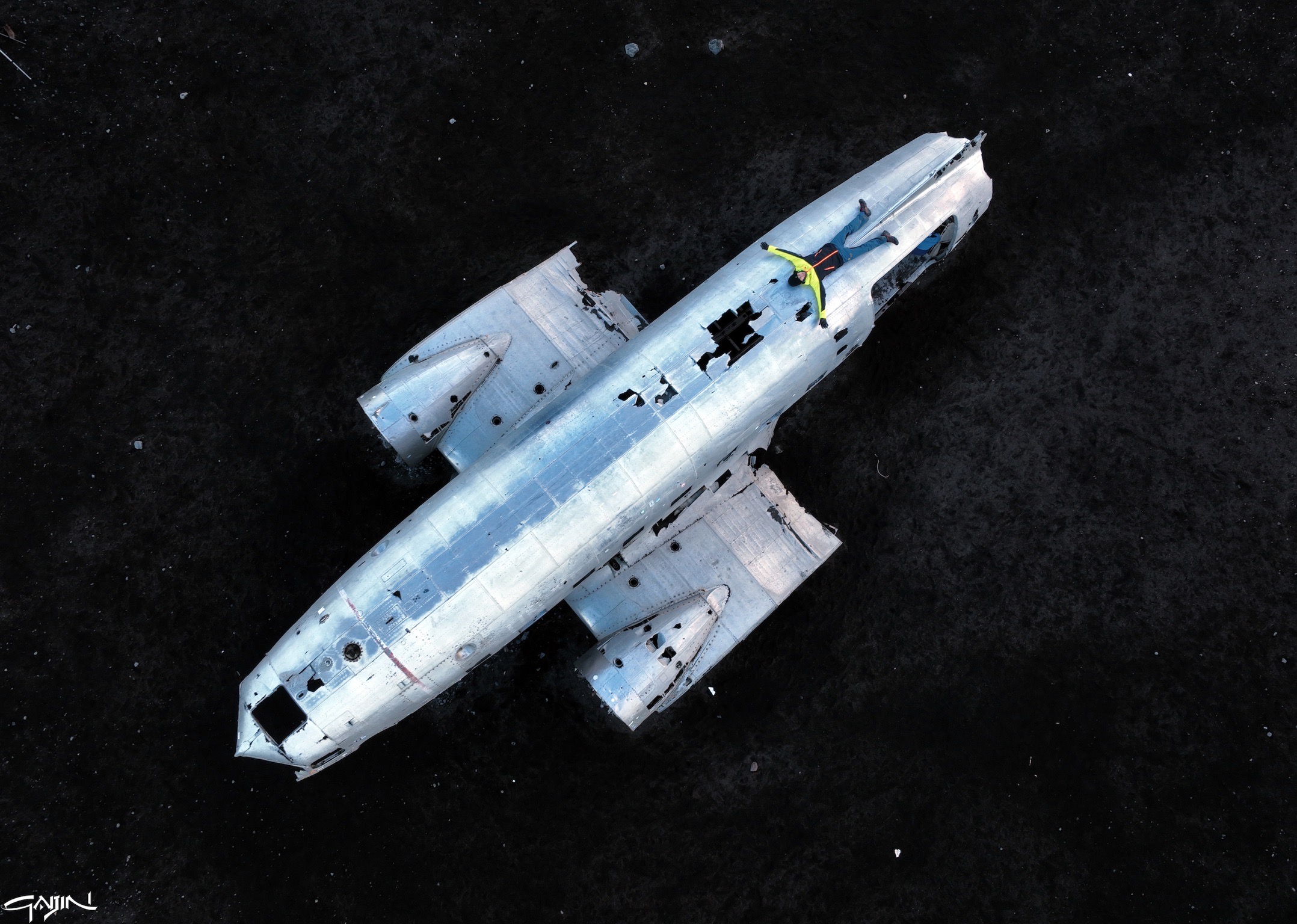 In black painted black