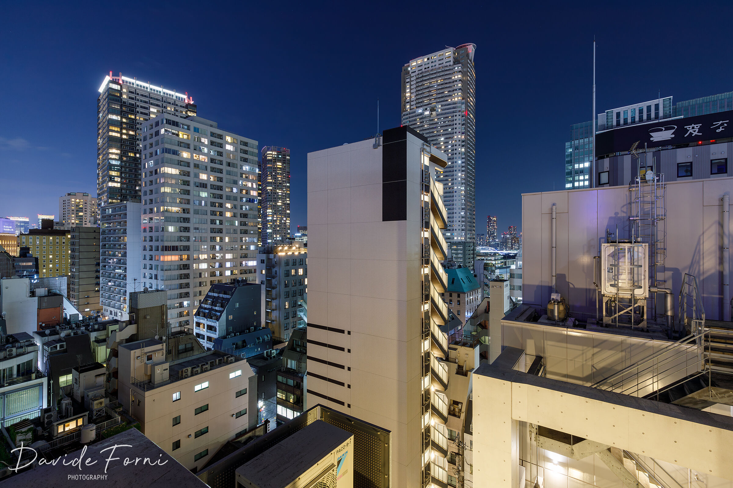 Tokyo rooftop by night