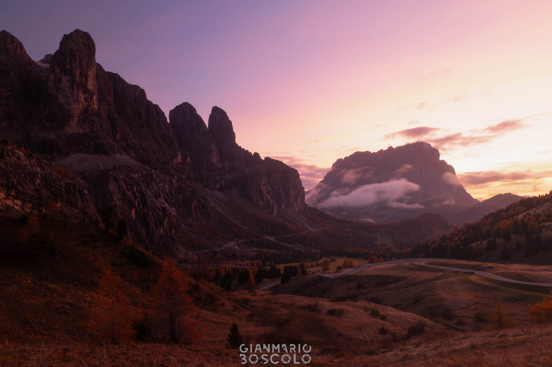Tramonto a Passo Gardena