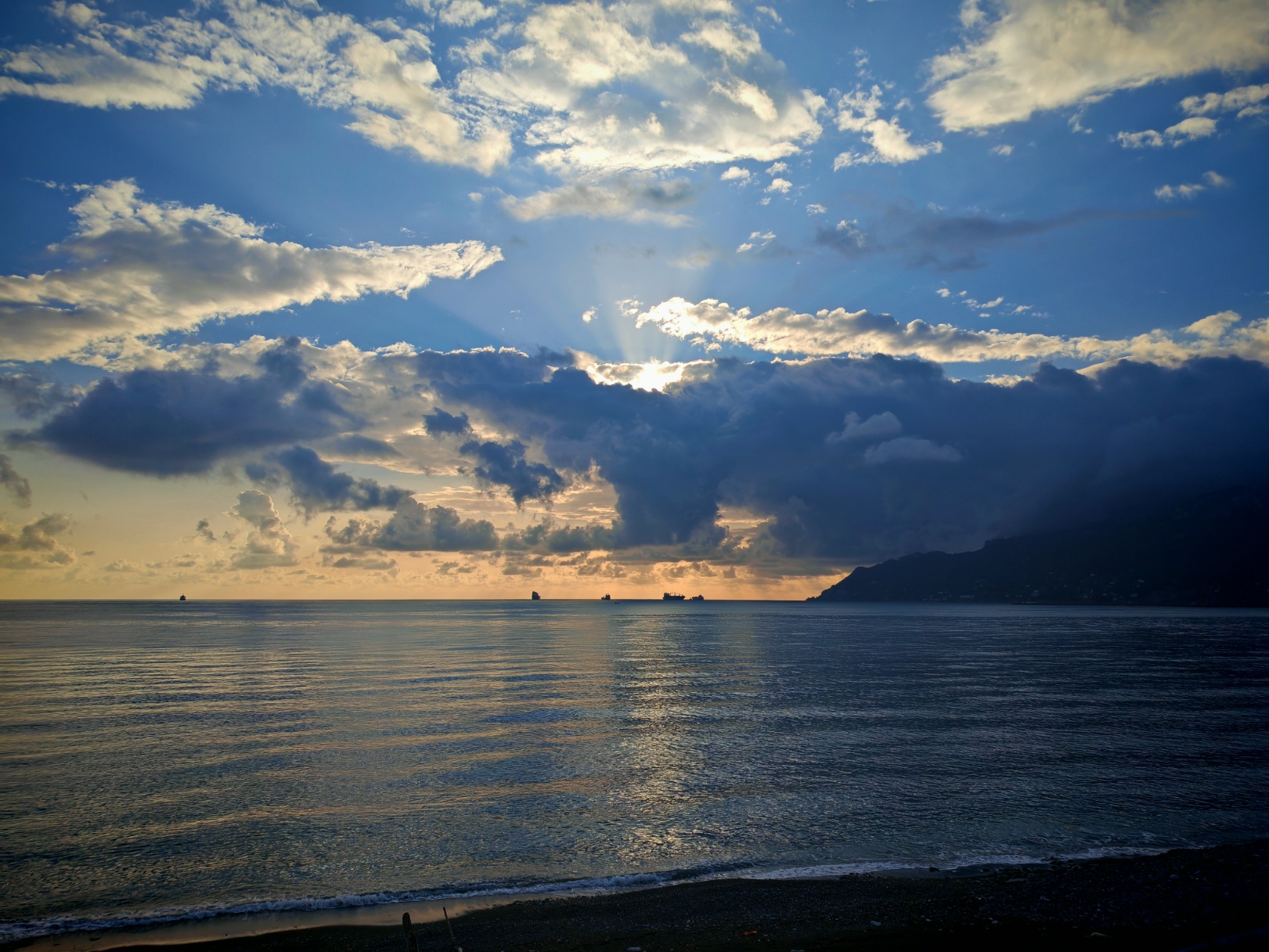 Sunset with sea view, November. Salerno