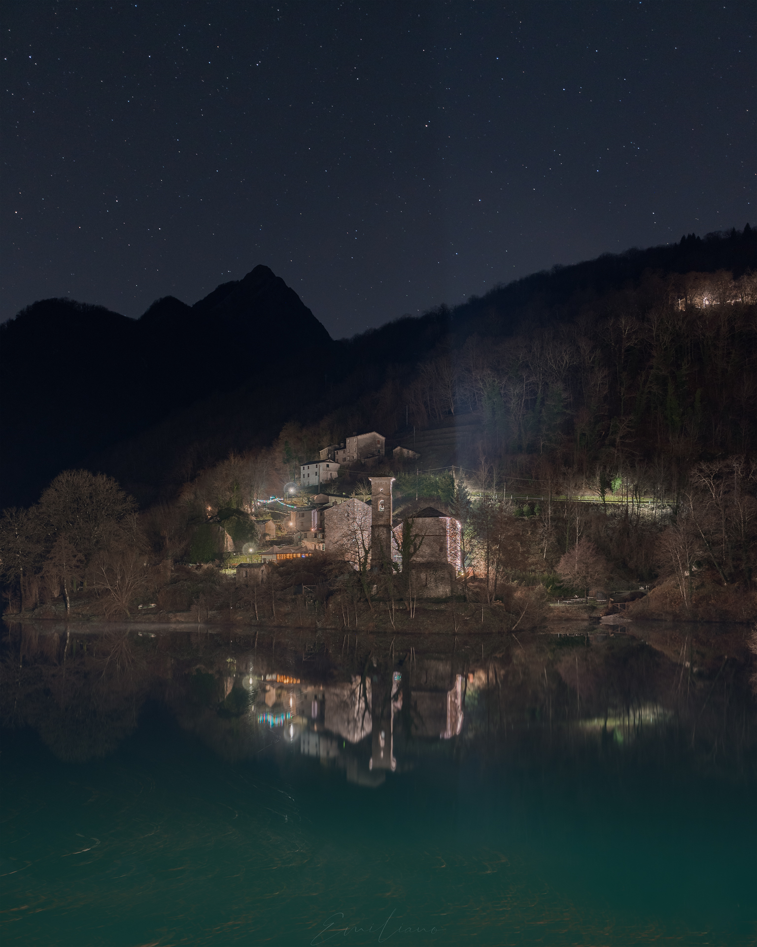 Holy Island in the starry night