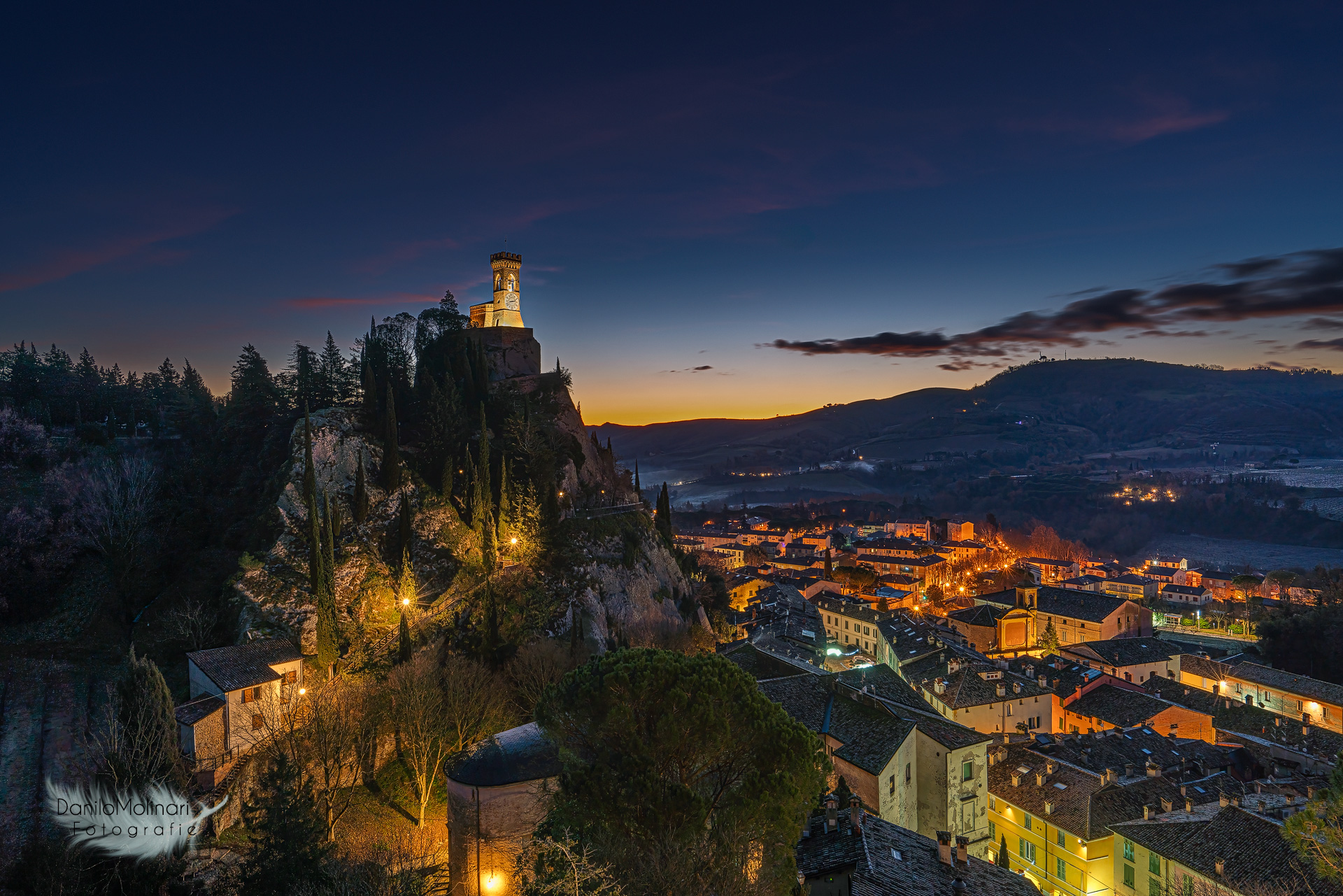 Blue hour clock tower