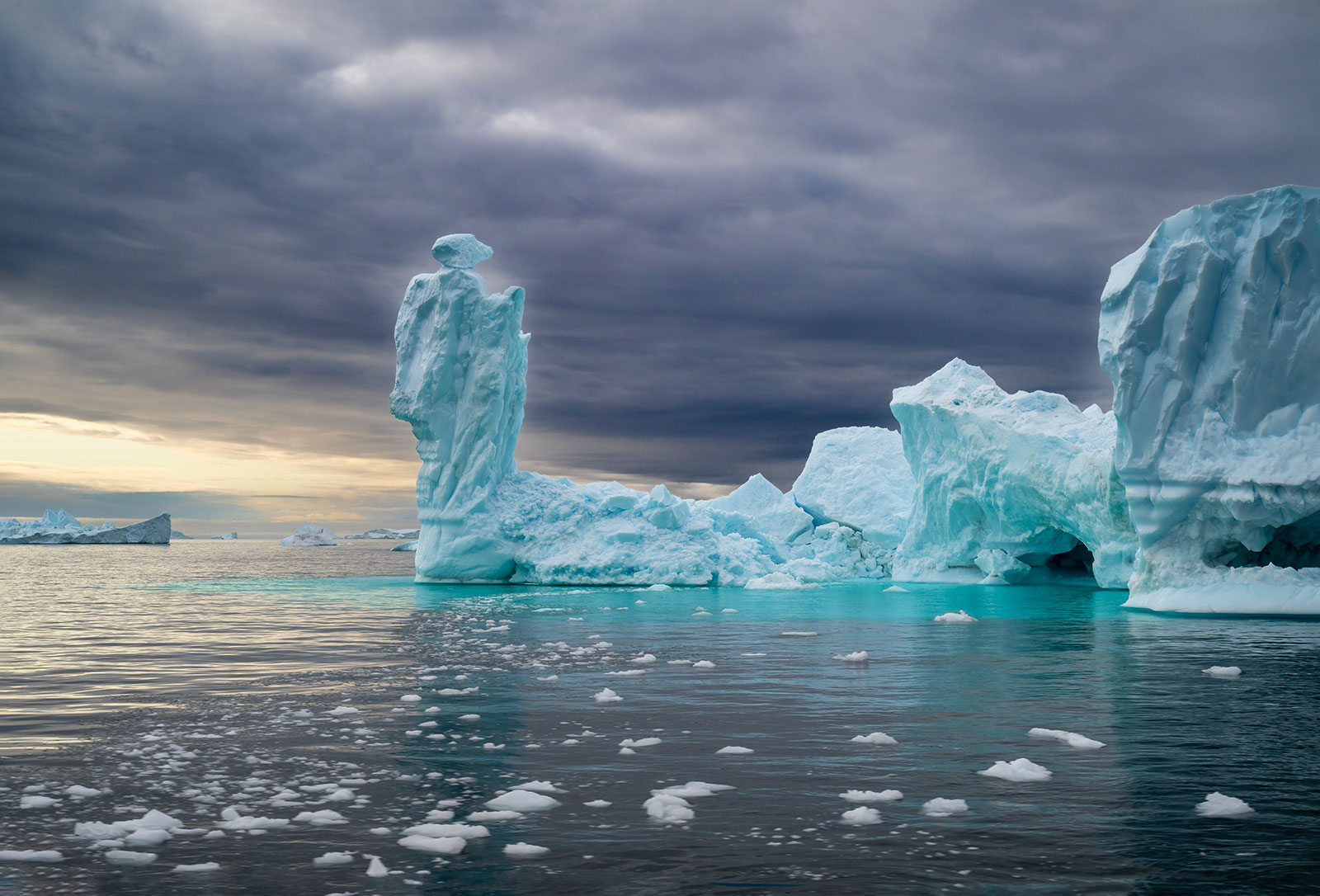Greenland iceberg at sunset