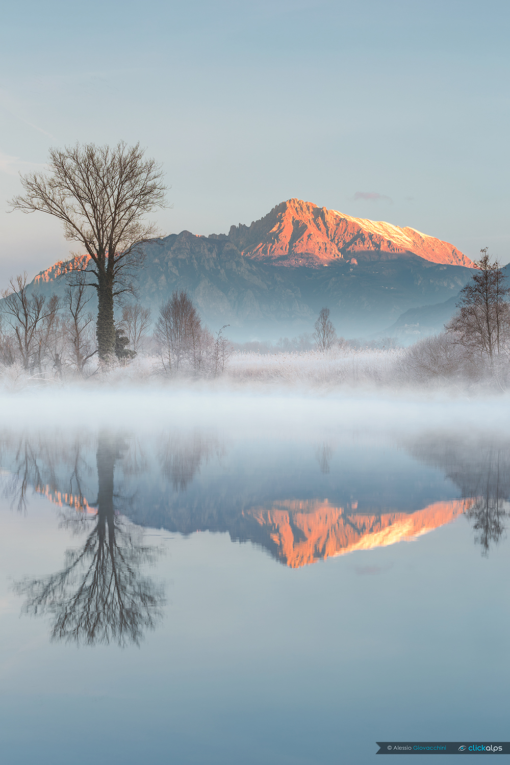 The Grignetta is reflected in the morning