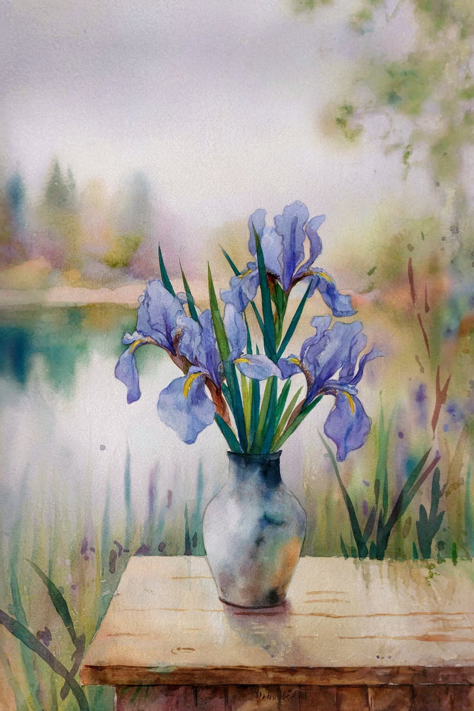 Iris  (Acquerello su tela - anno 1970)