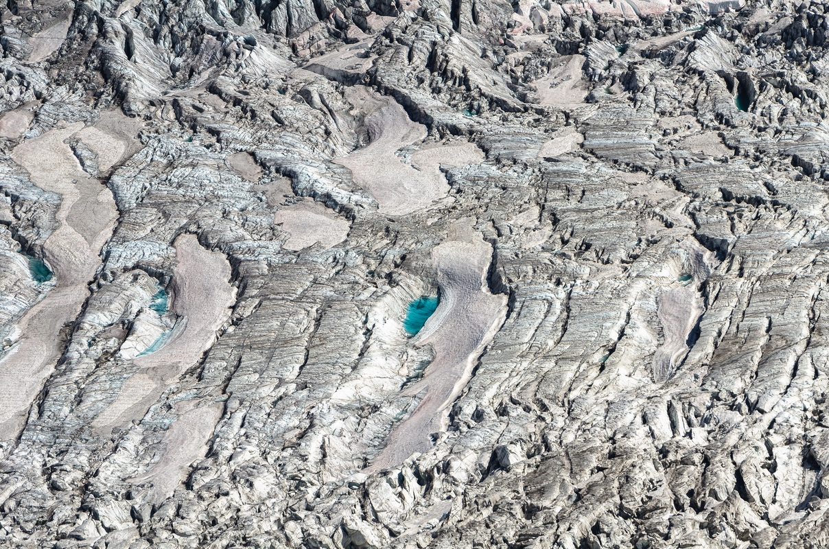 Old and dirty ice in summer - Mont-Blanc