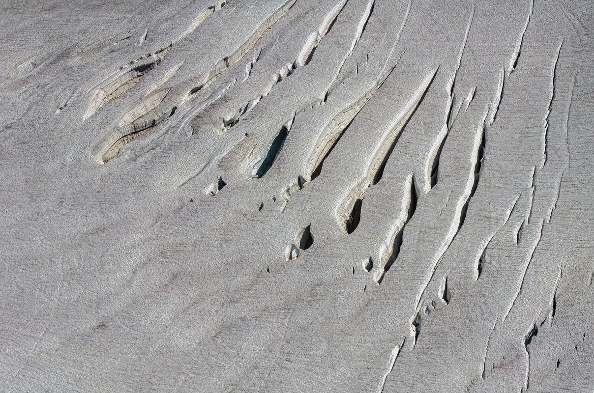 Old and dirty ice in summer - Mont-Blanc