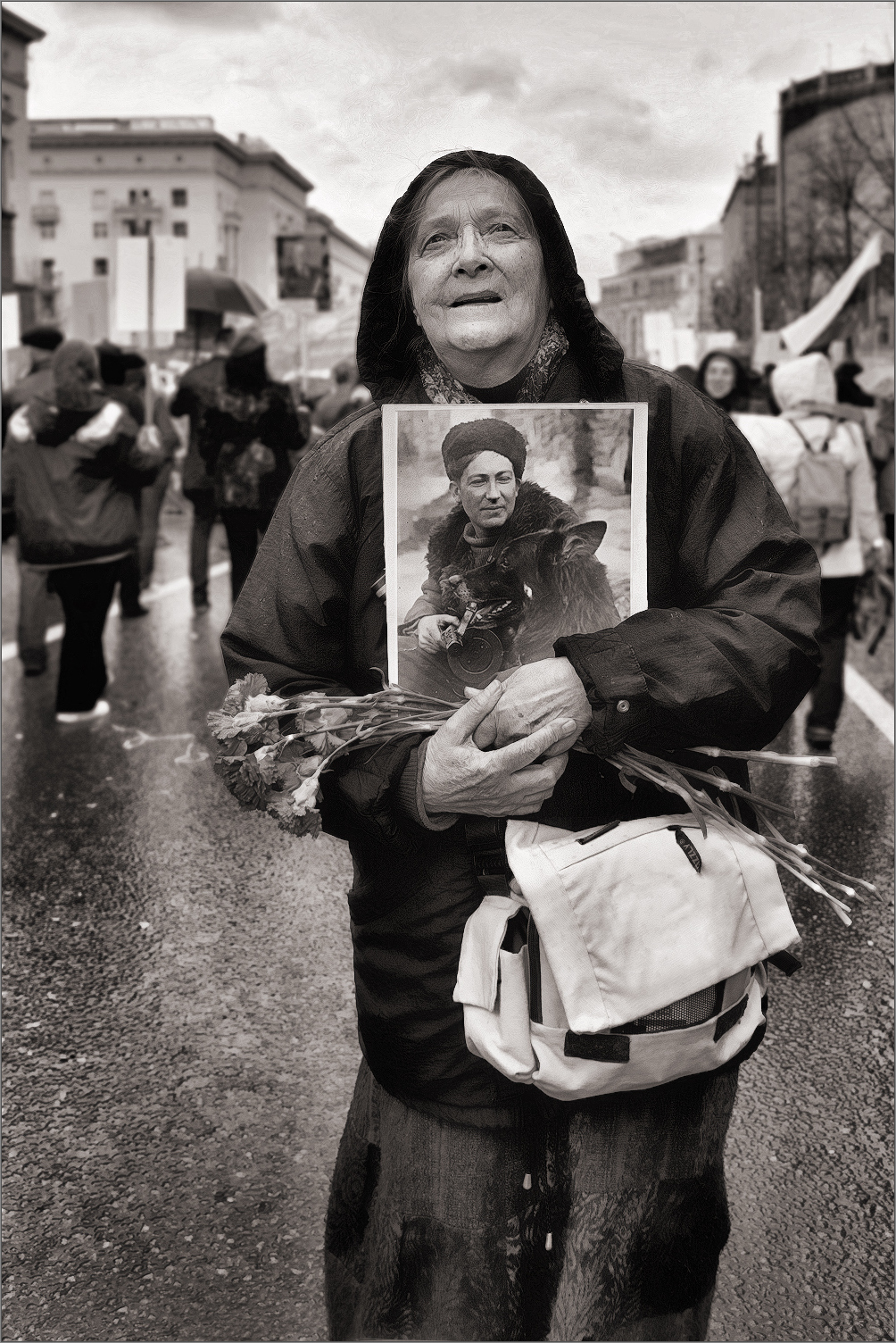 An Elder at the event The Immortal Regiment