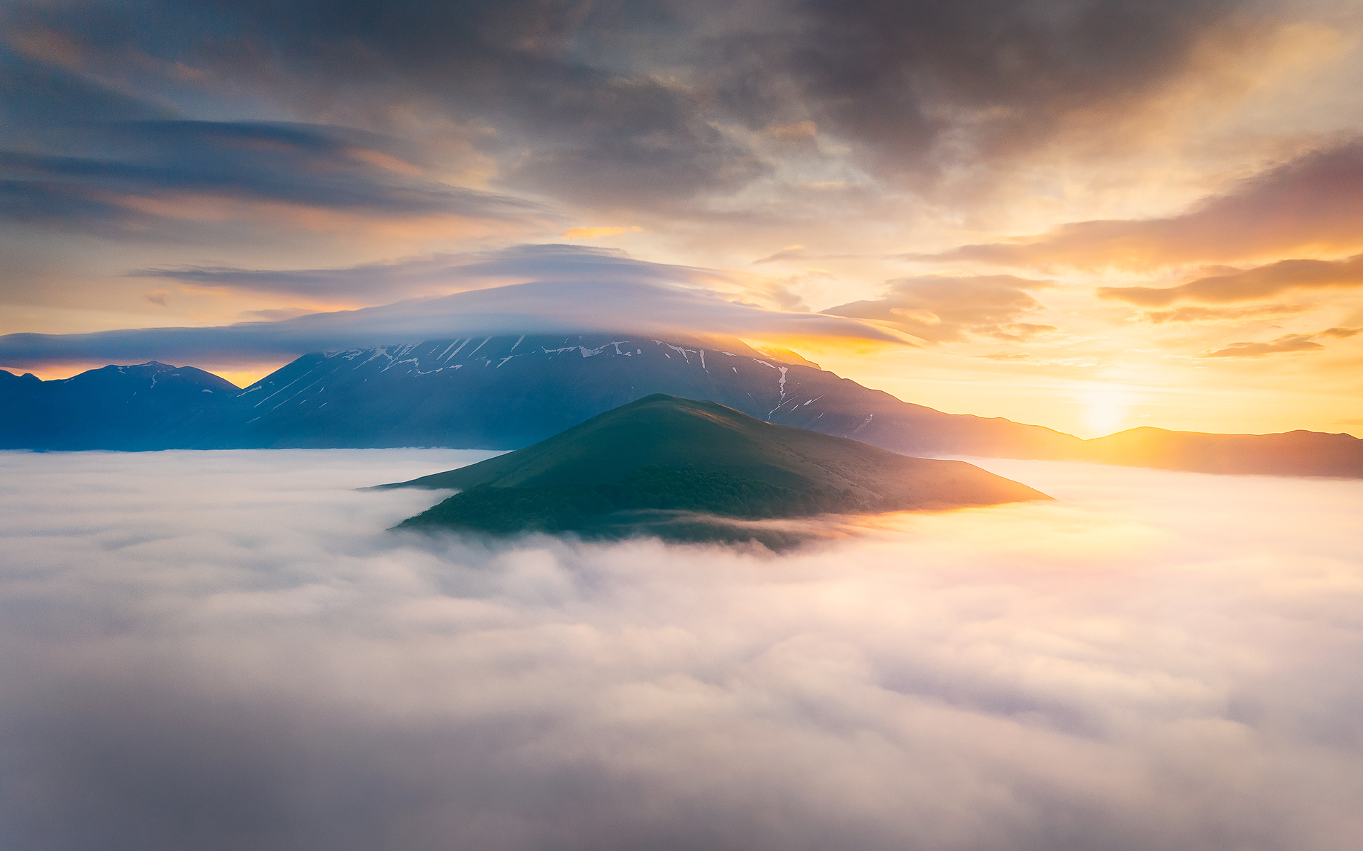 Sunrise in the clouds