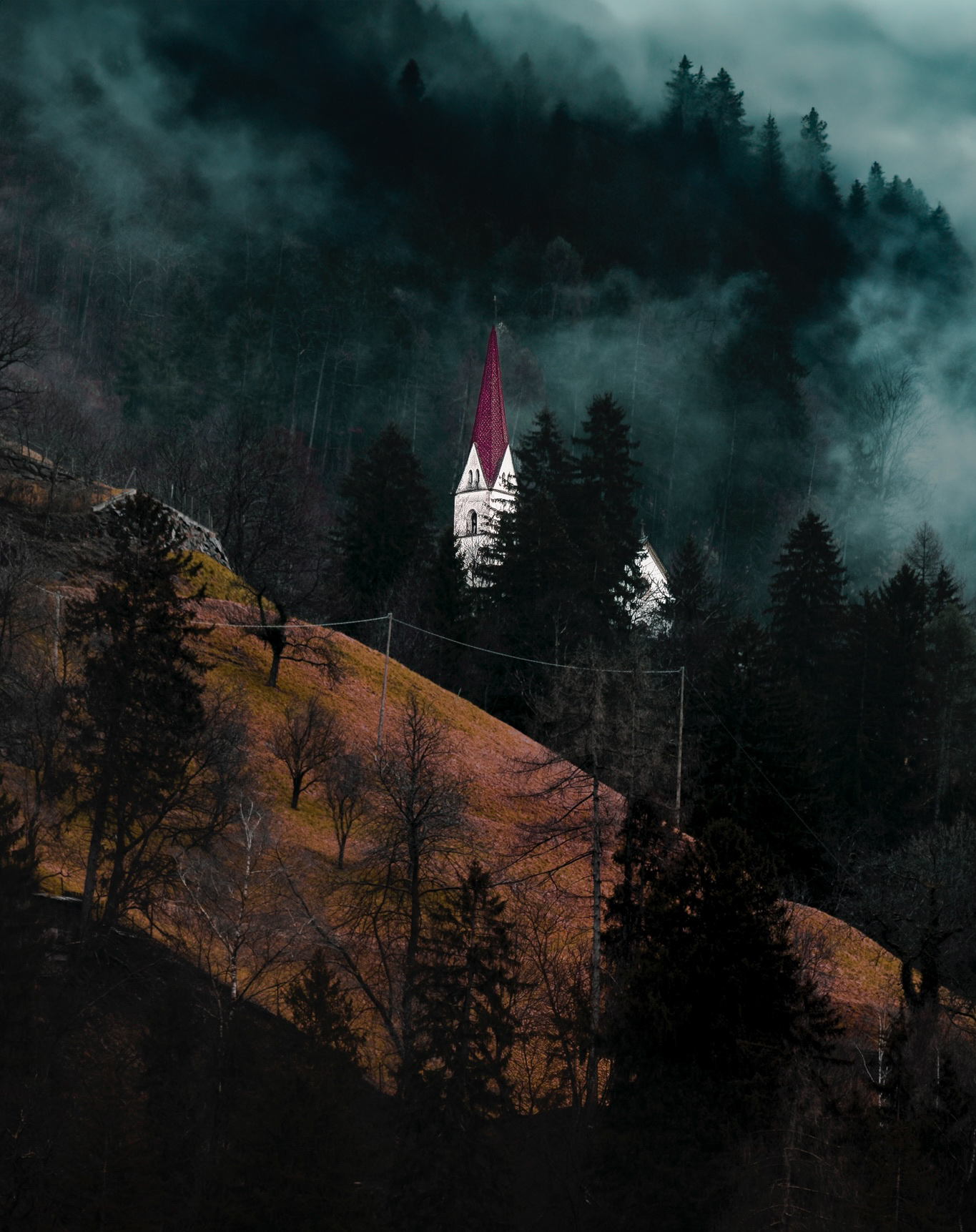 Paesaggio con chiesa