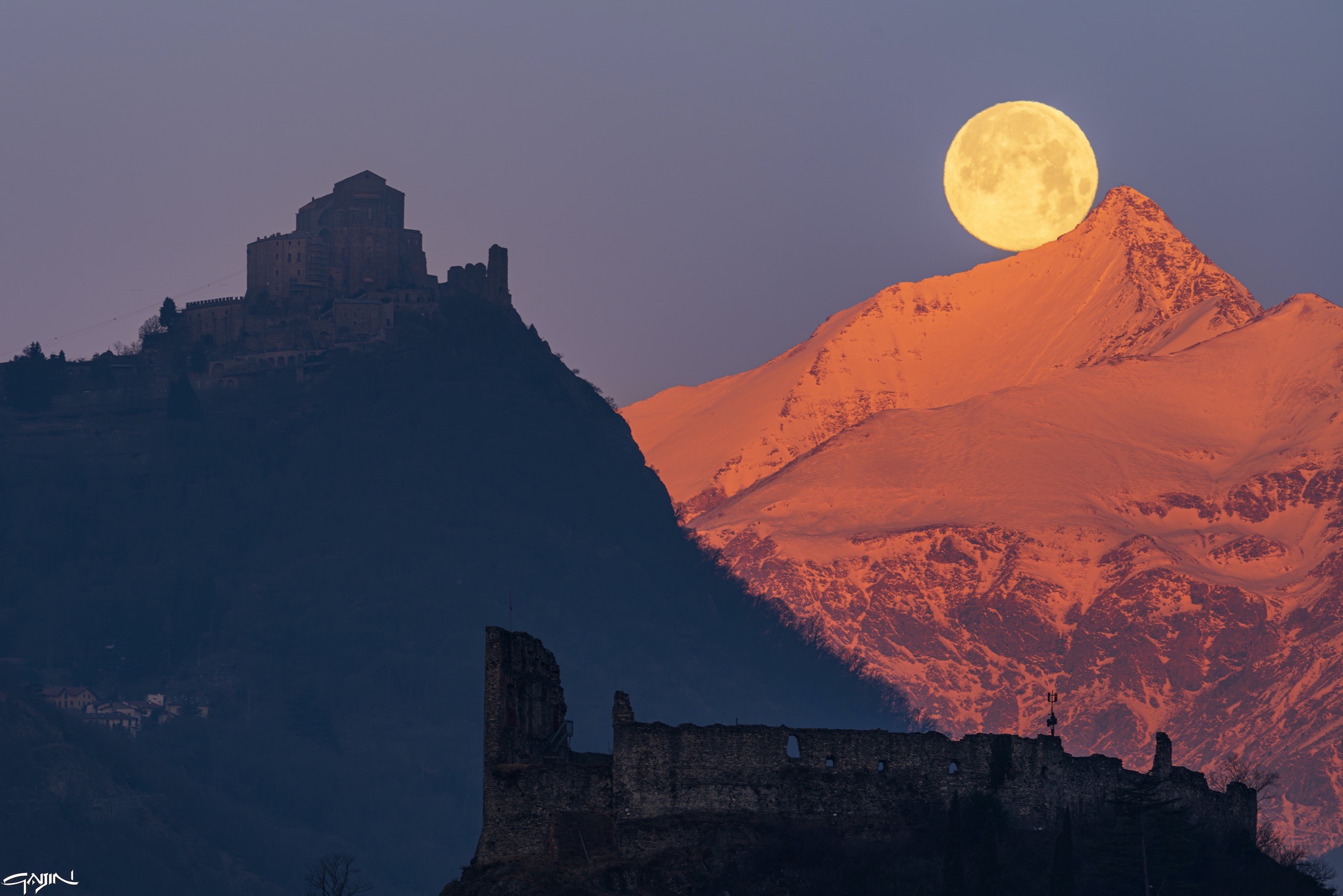 Moonsetting over the symbols of my valley