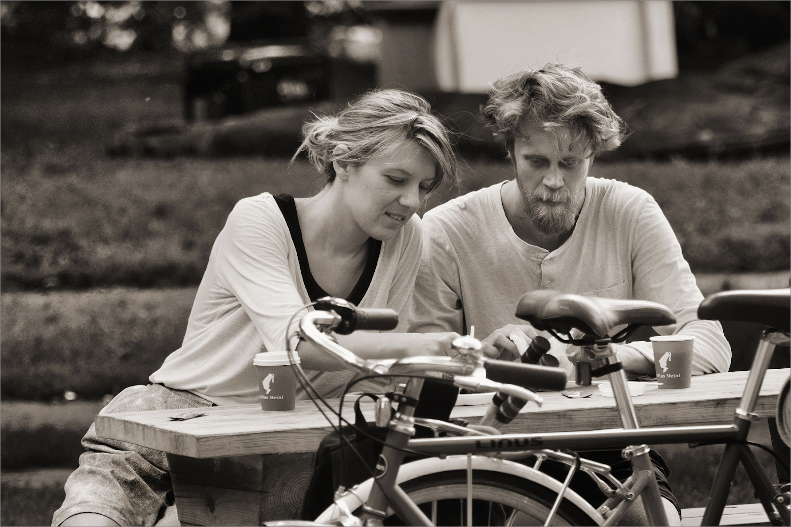 Cyclists on their lunch break