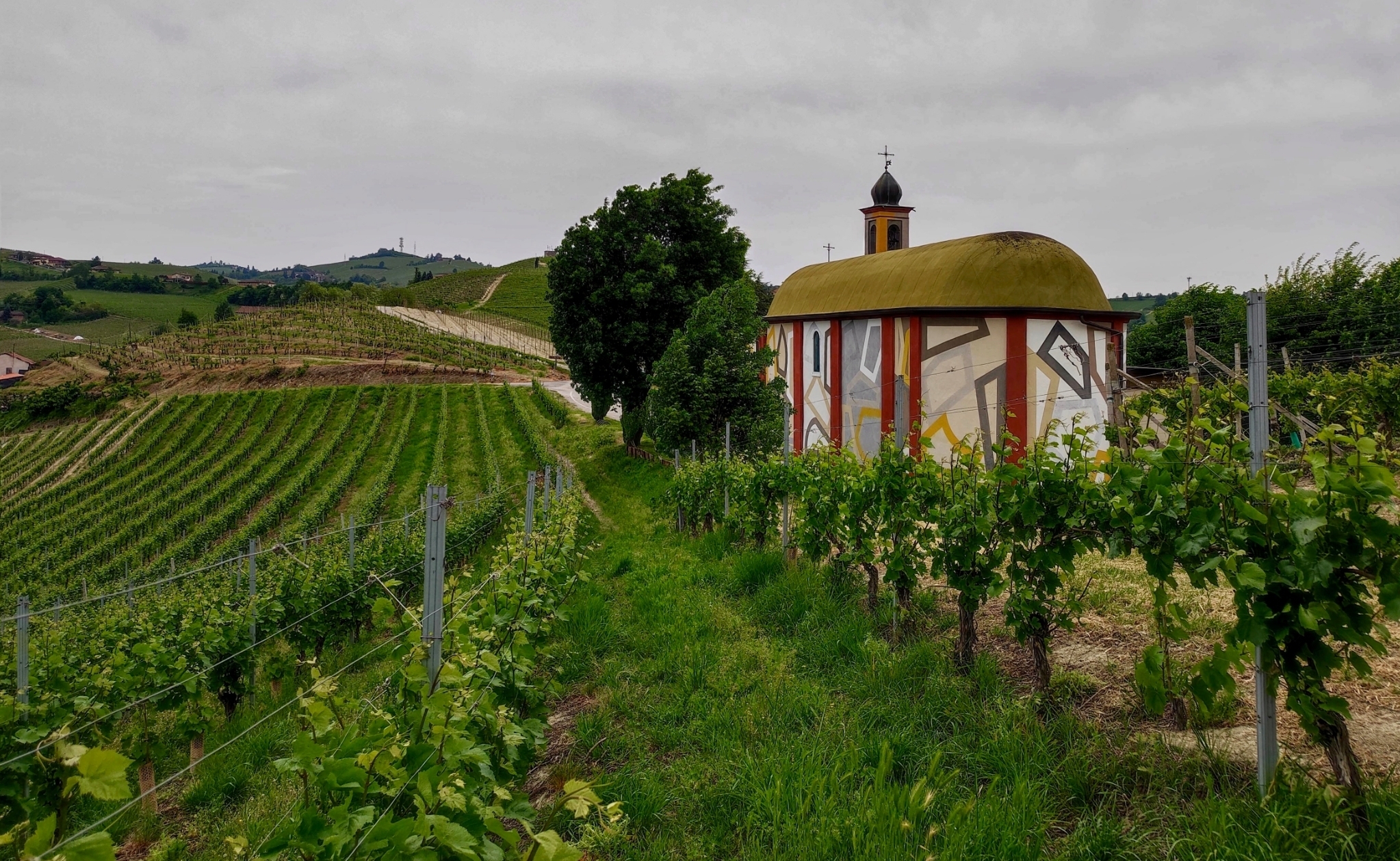 The colorful little church in the vineyards