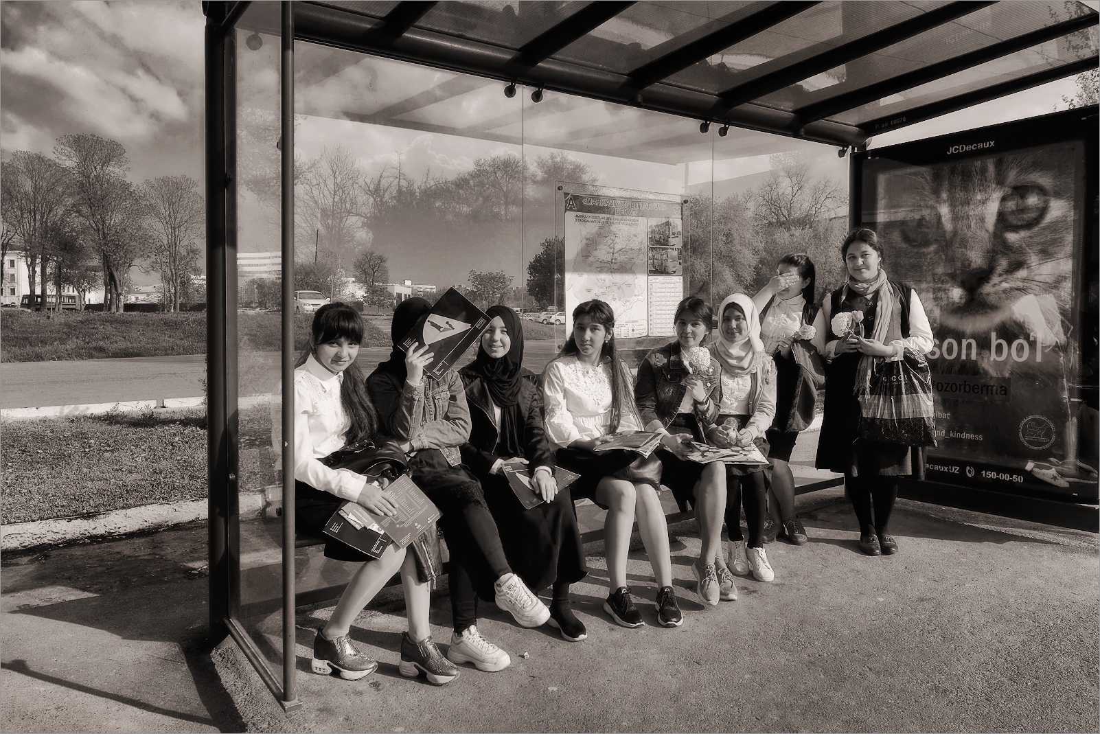 Una fermata del bus a Tashkent, Uzbekistan