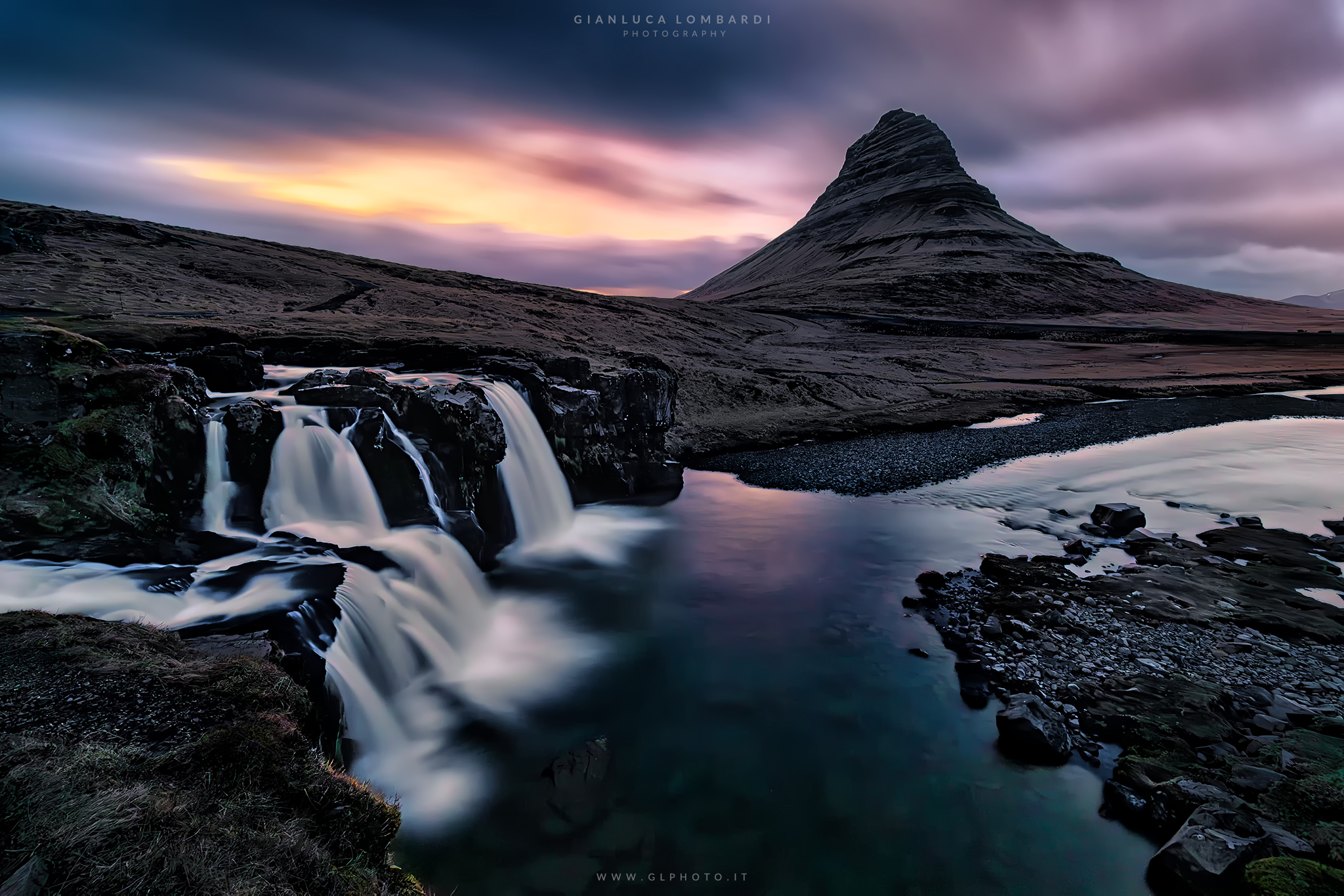 Last light on Kirkjufell in the rain