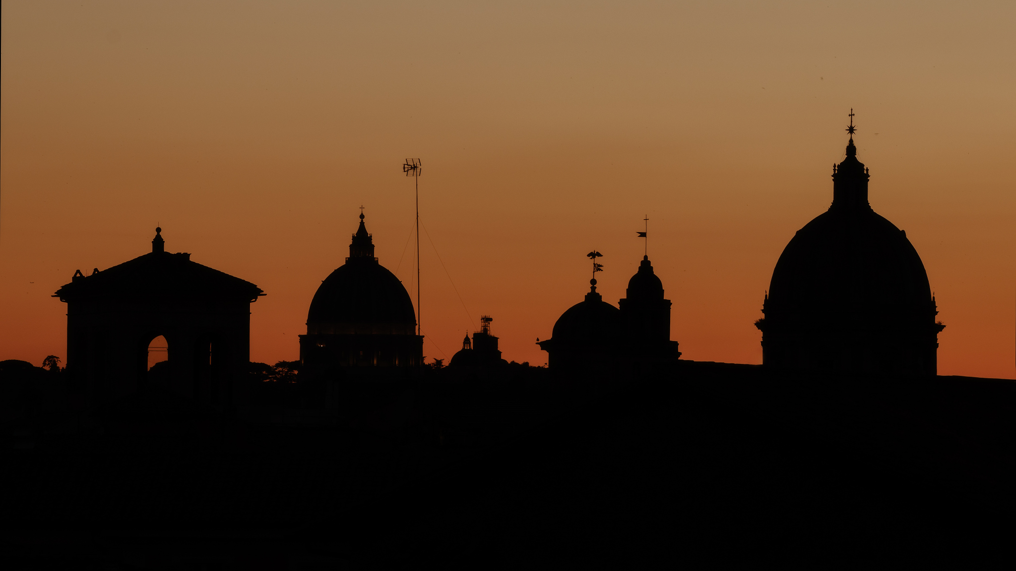 The domes of Rome at sunset