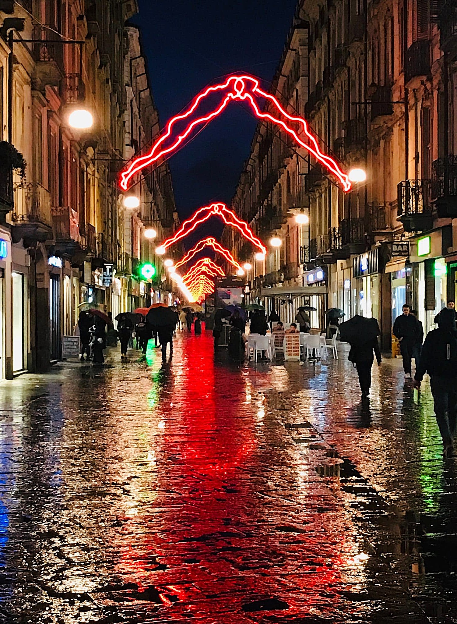 Luci e pioggia a Natale